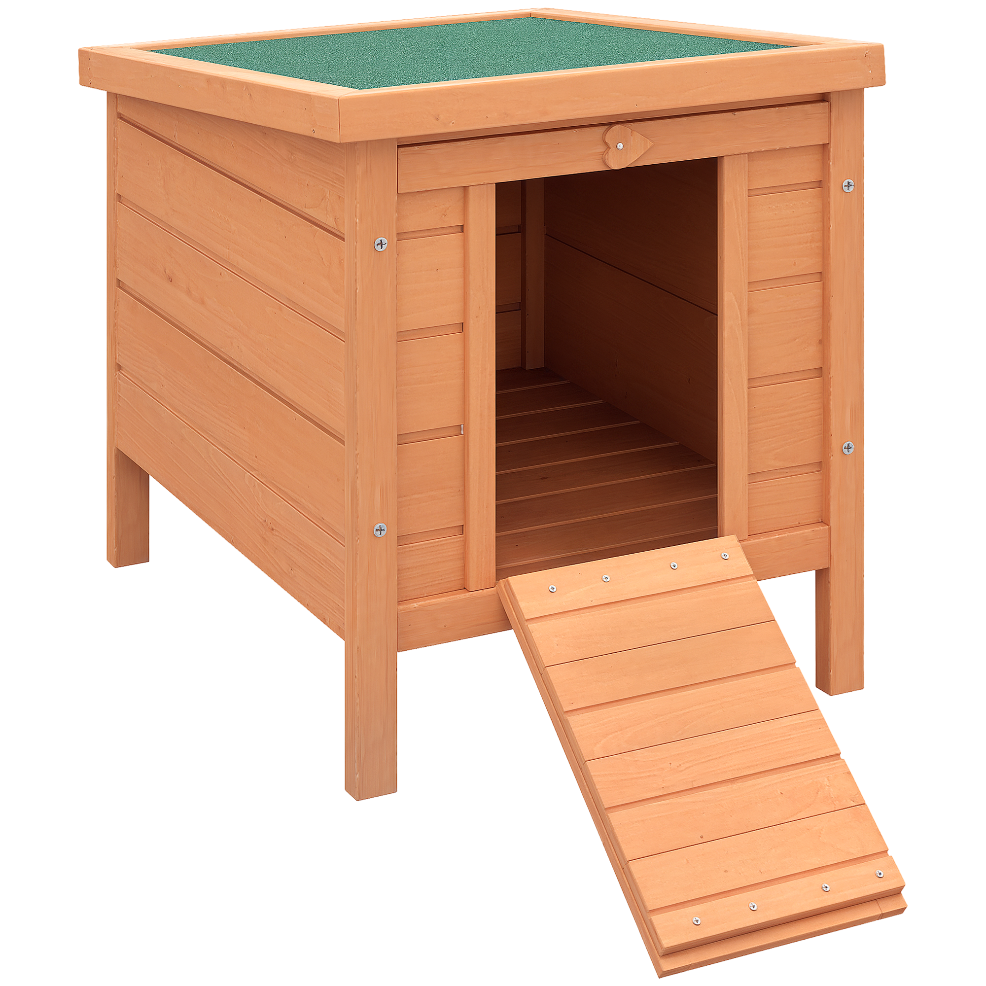 PawHut Kleintierstall Kleintierhaus mit Rampe Holz Grün + Natur