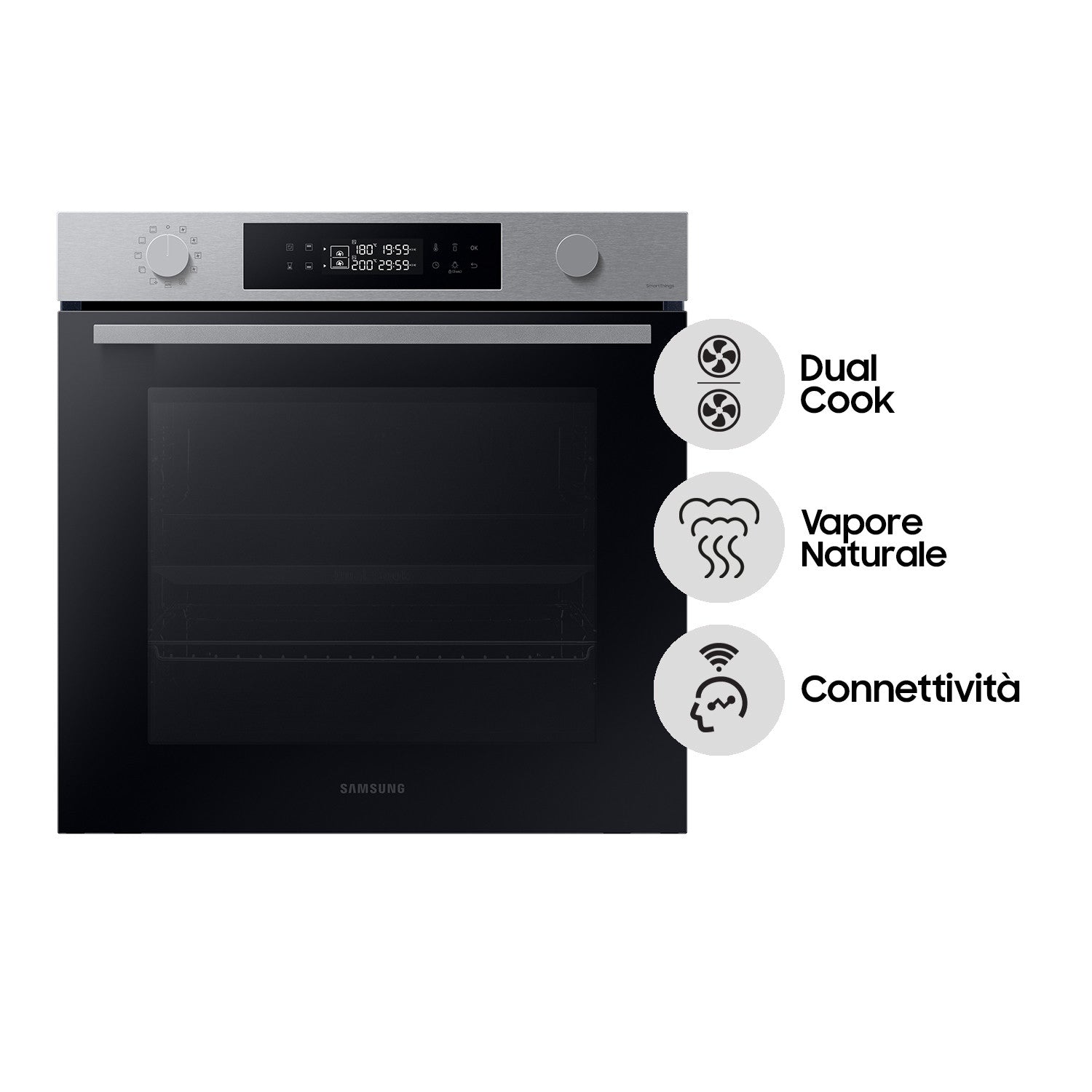 Samsung NV7B44403BS Forno ad Incasso Dual Cook 76L A+ Wi-Fi Autopulizia