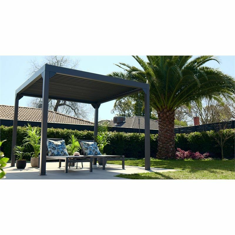 Metalcraft Pergola met traliedak, 3x3m, handbediend, antraciet