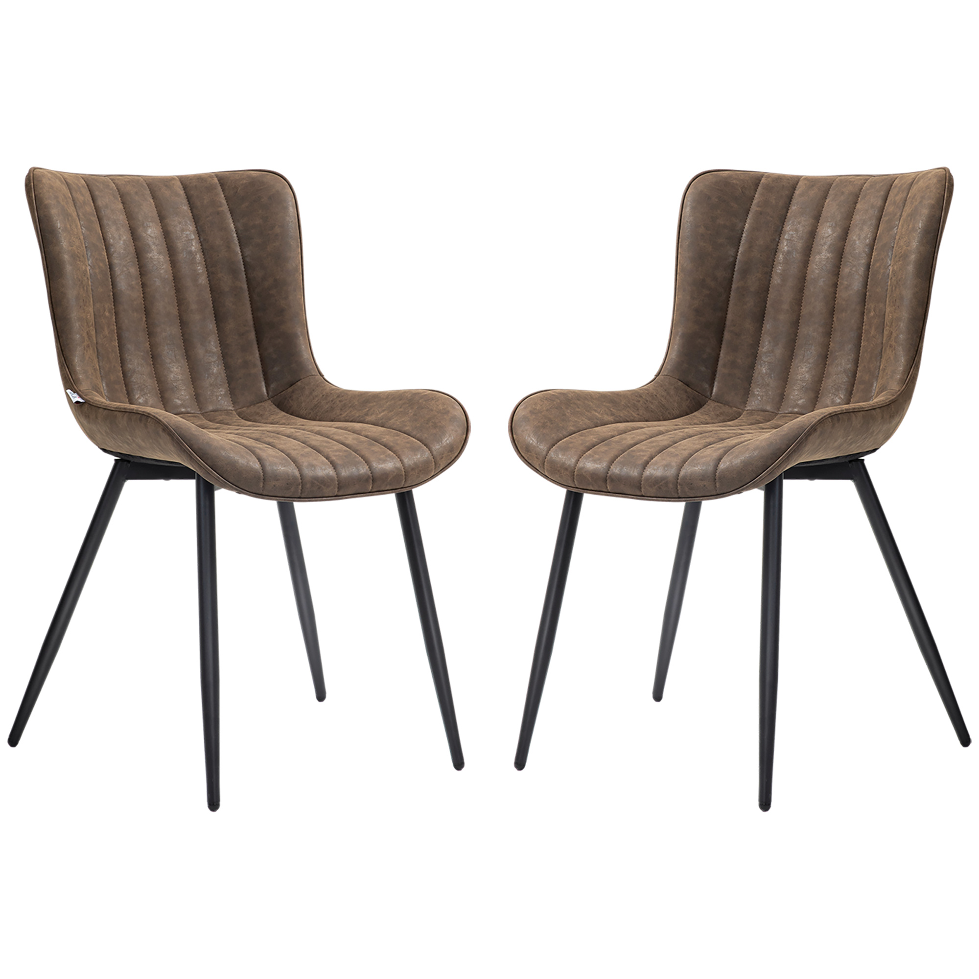 HOMCOM Set mit 2 modernen und knopfgehefteten Esszimmerstühlen für Wohnzimmer, Esszimmer, Schlafzimmer, braun