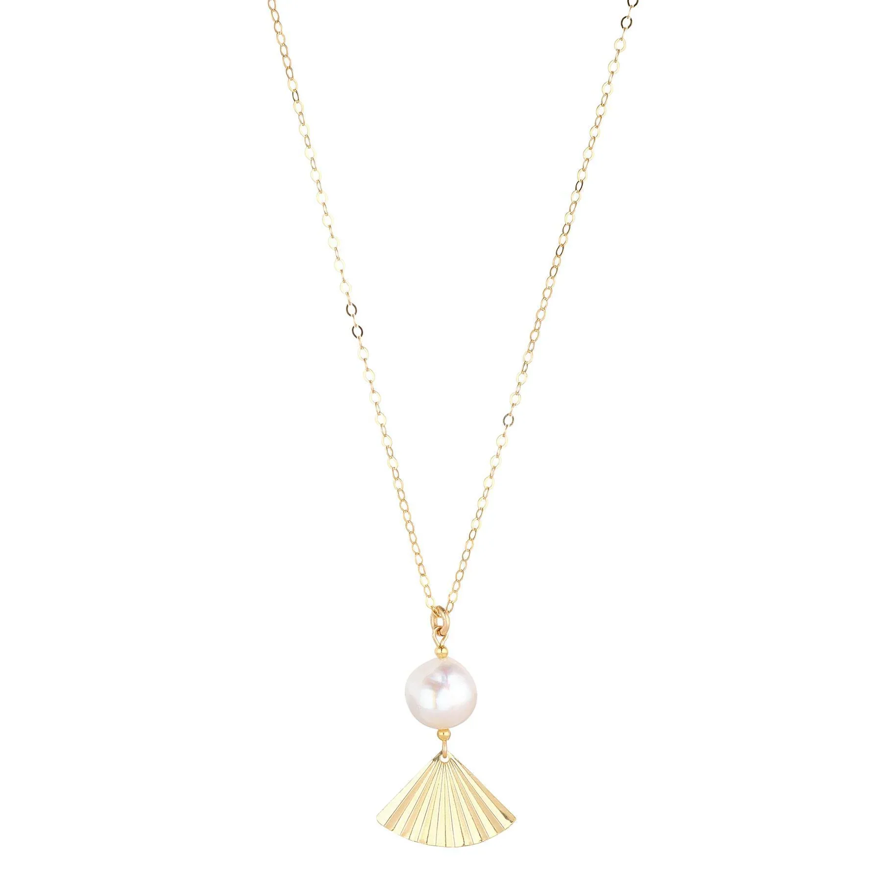 MoMuse Gold Filled Fan & Pearl Pendant