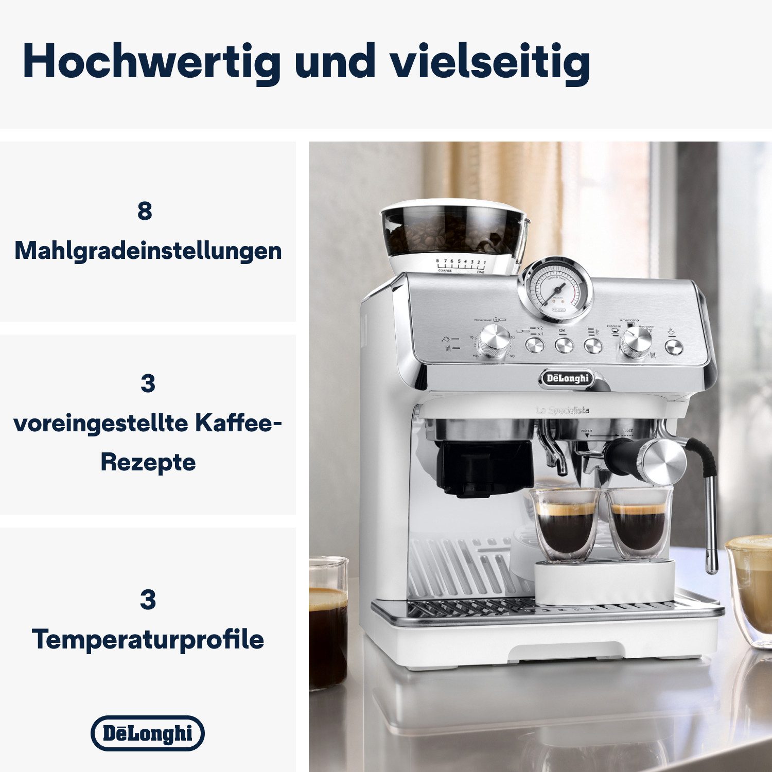 Espressomaschine La Specialista Arte EC9155.W - 4 Rezepte, 15 Bar, inkl. Barista Kit