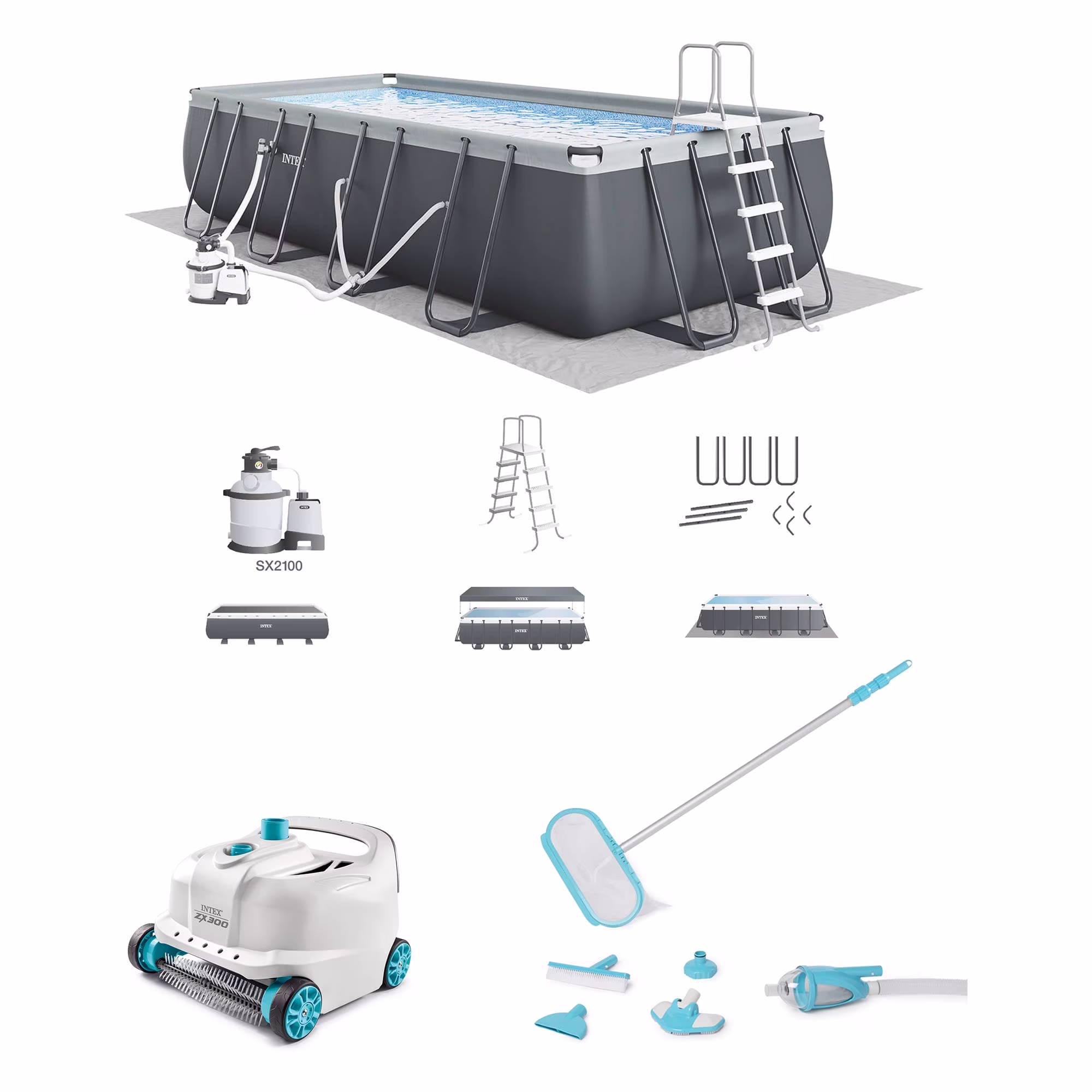 INTEX 24ft x 12ft x 52in Ultra XTR Above Ground Pool, Floats (2 Pack), & Inflatable Cooler