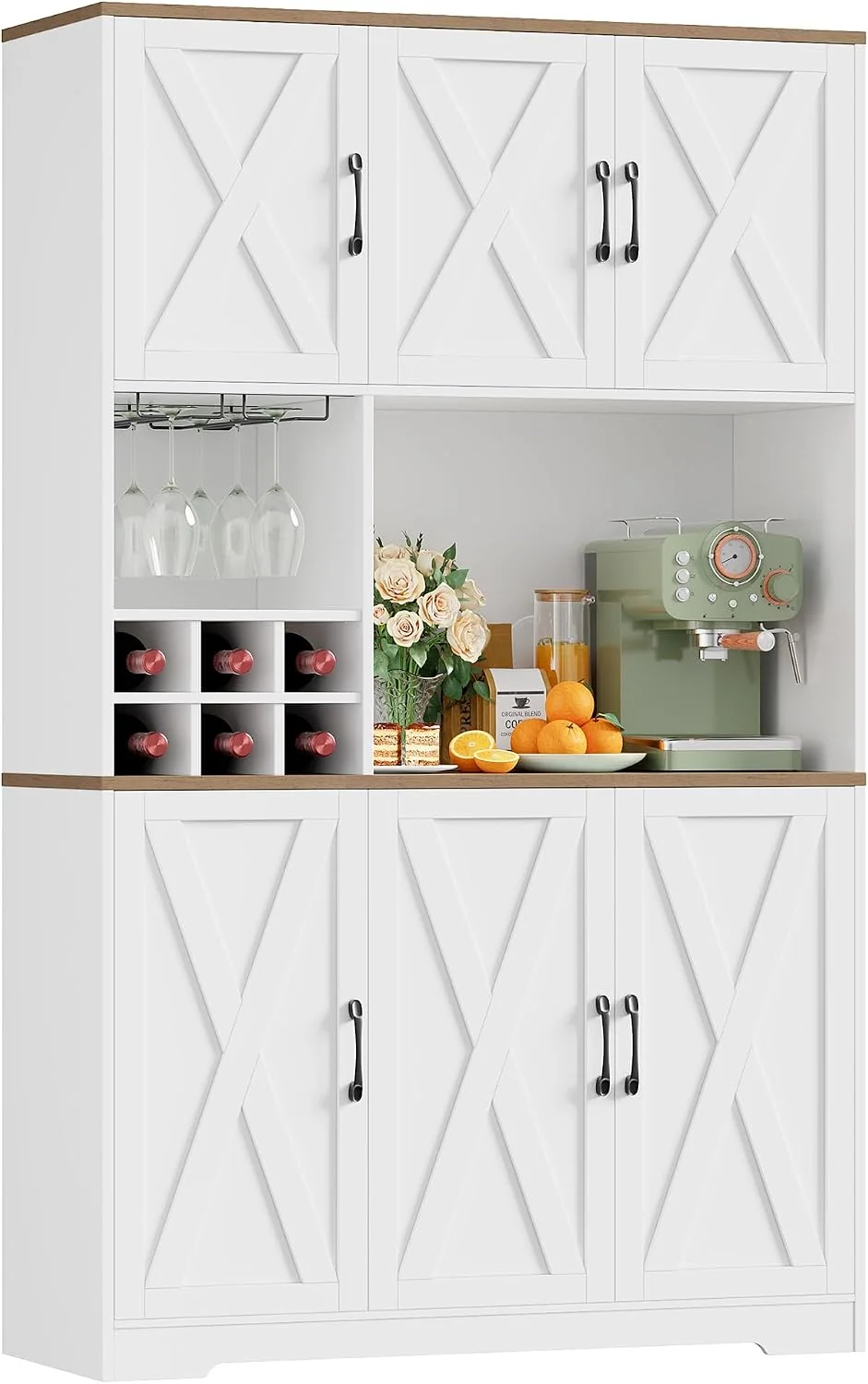 HOCSOK Küchenschrank, 106x180, Buffetschrank mit abnehmbarem Weinglashalter