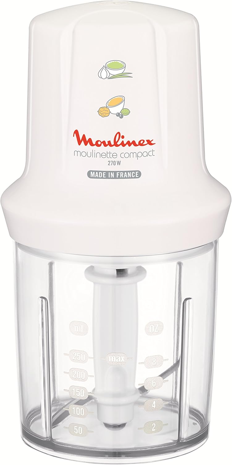 Moulinex DJ5201 Moulinette Essential 4 Blades Sharpened, Mince, Mix and Chopper, Chopper, Container Capacity 400 ml, 300 W, White
