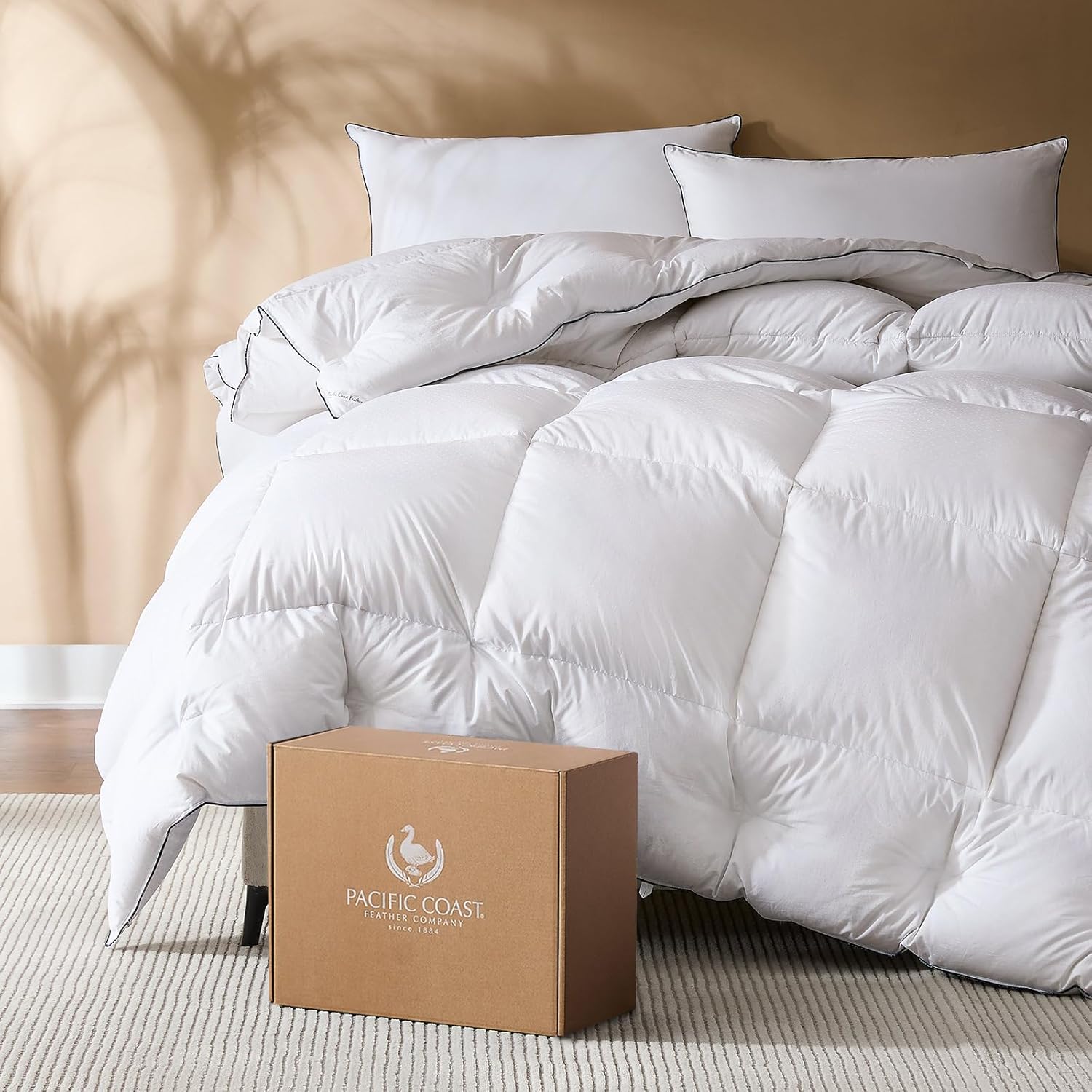 Pacific Coast Comforter King Size, Filled in White Goose Down Bedding Comforter King Size，All Season White Luxury Hotel Fluffy Duvet Insert, 106"x90"
