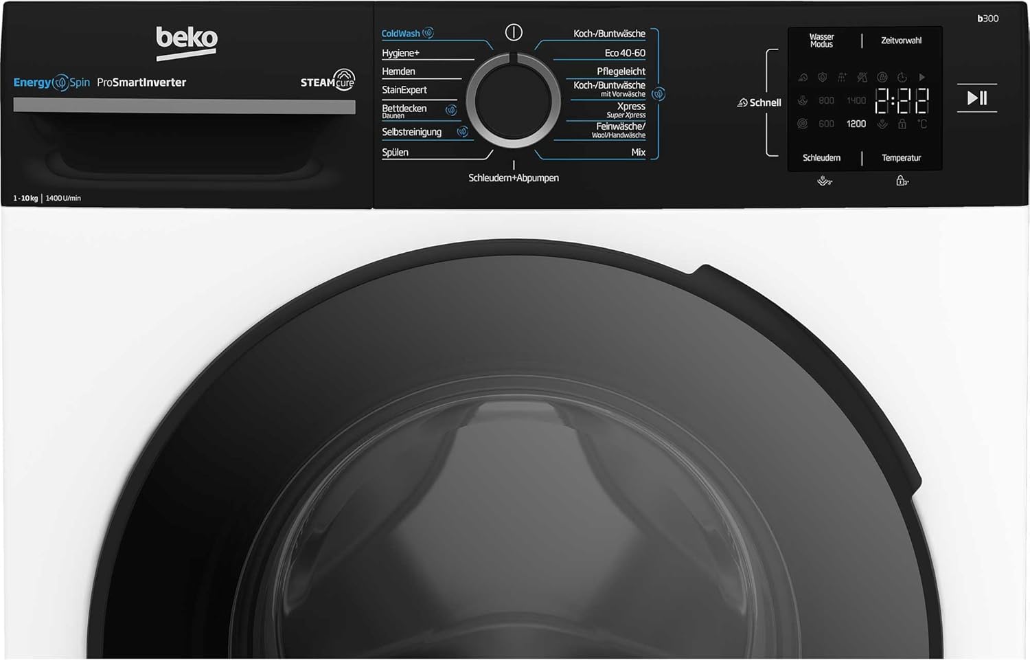 Beko WMC81464ST1 Waschmaschine, Bluetooth, 8 kg, ProSmart Inverter Motor, Dampffunktion, Pet Hair Removal, Watersafe+, Weiß