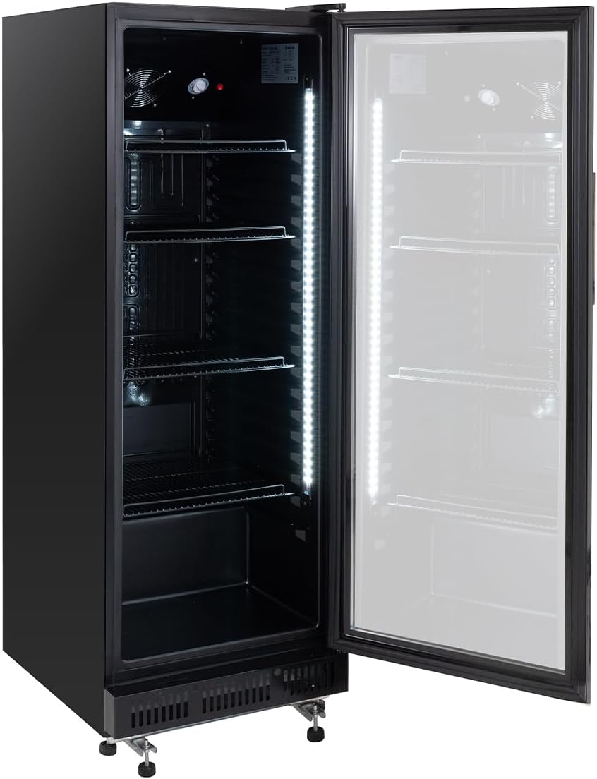 Getränkekühlschrank GKS-230 I 230 L Getränkekühlschrank mit Glastür & LED I Flaschenkühlschrank abschließbar I Bierkühlschrank 0 bis +8 °C