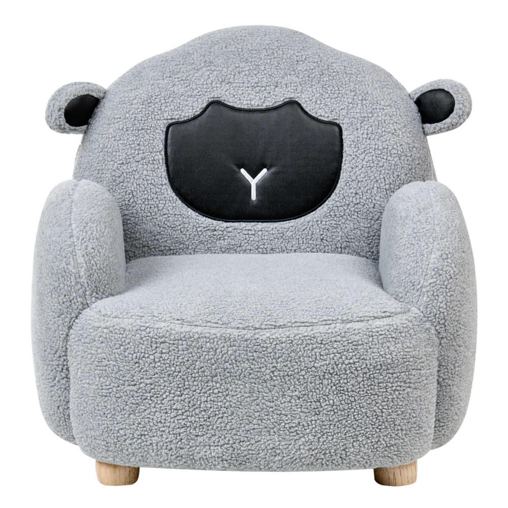 Poltrona per bambini Tessuto Grigio motivo pecora Tappezzeria Sedia bassa per bambini FormaPoltrona per bambini Tessuto Bianco sporco motivo pecora Tappezzeria Boucle Sedia bassa per bambini Forma
