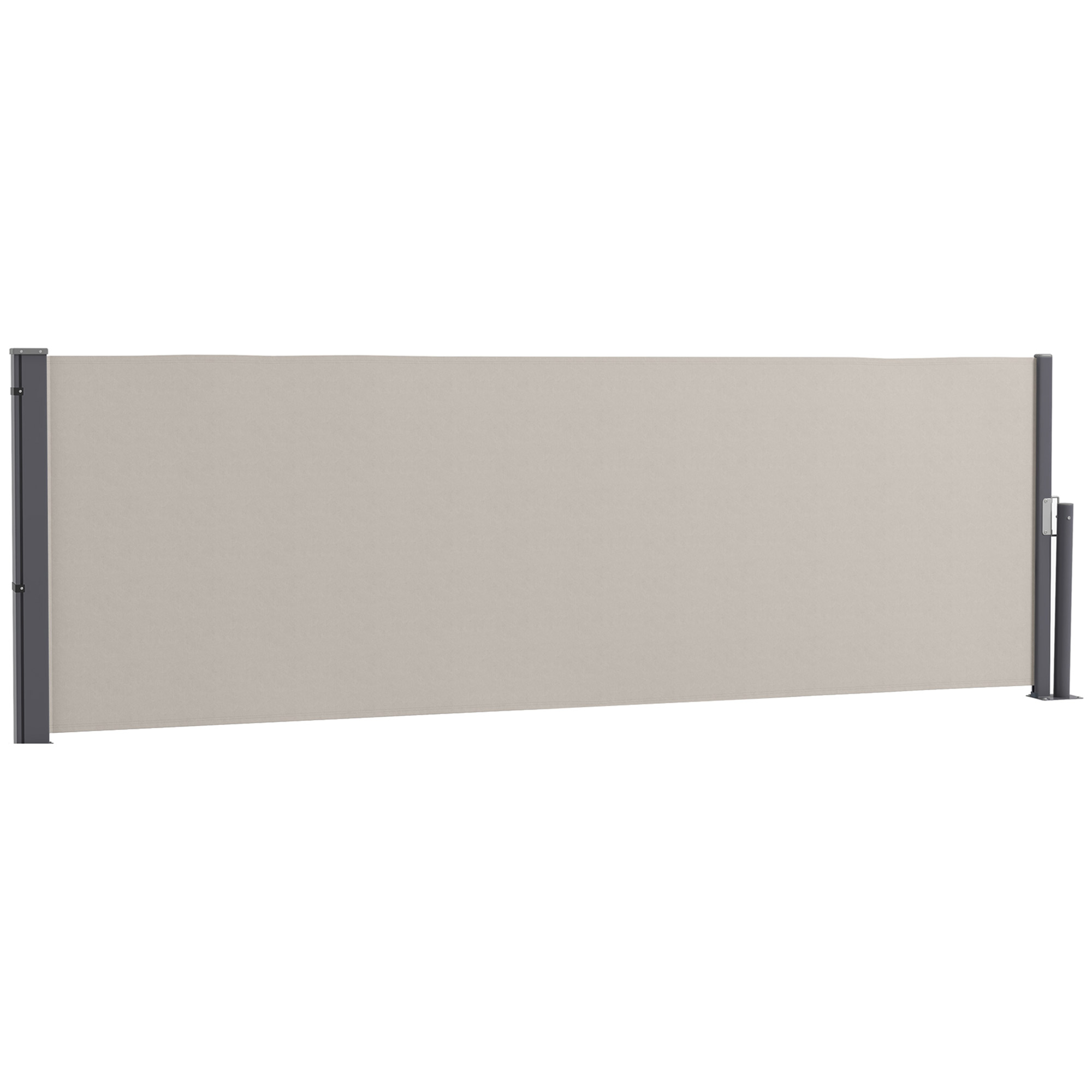 Outsunny Seitenmarkise, Seitenrollo, ausziehbar, Sichtschutz, Aluminium/Polyester, 3 x 1 m, Hellgrau