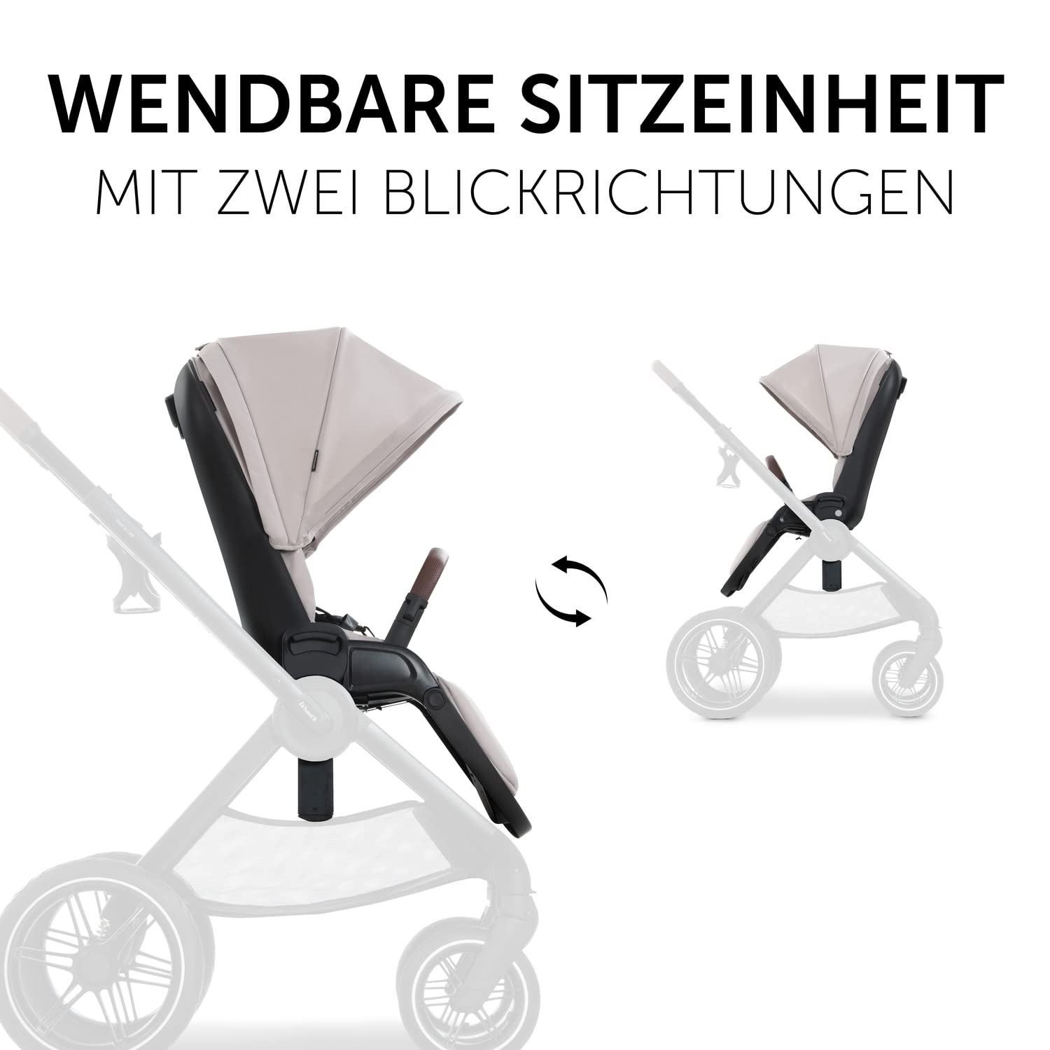 hauck 2in1 Kinderwagen mit Gummireifen Walk N Care Set ab Geburt bis 22 kg + 3 kg Korb, Wanne mit Memory-Knöpfen, Sitz mit Liegefunktion Wendbar Höhenverstellbar, Teleskopgriff, UPF 50+ (Beige)