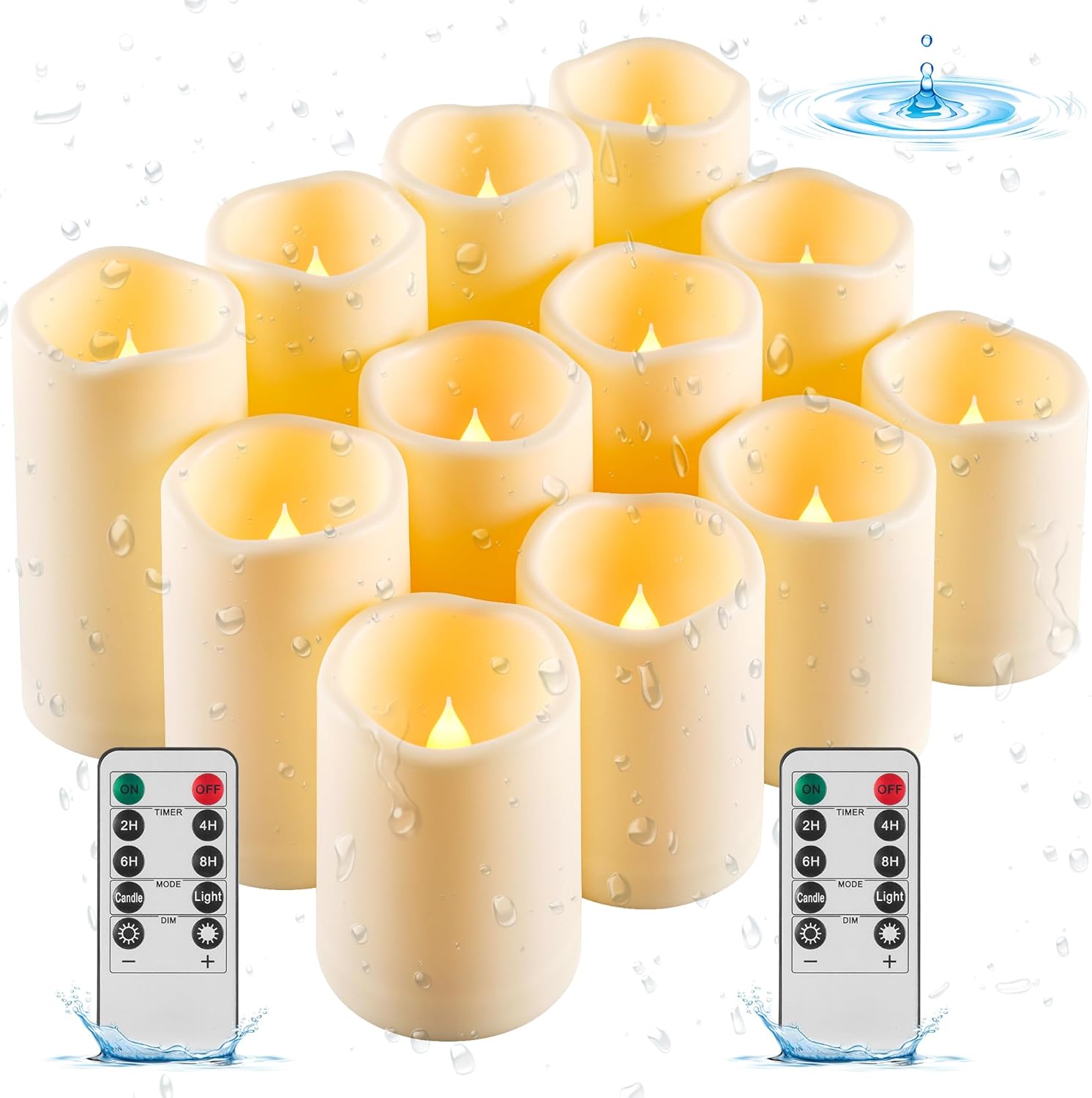 Candela da esterno impermeabile, candela a batteria a LED senza fiamma, candela analogica resistente alle alte temperature da 12 pezzi.