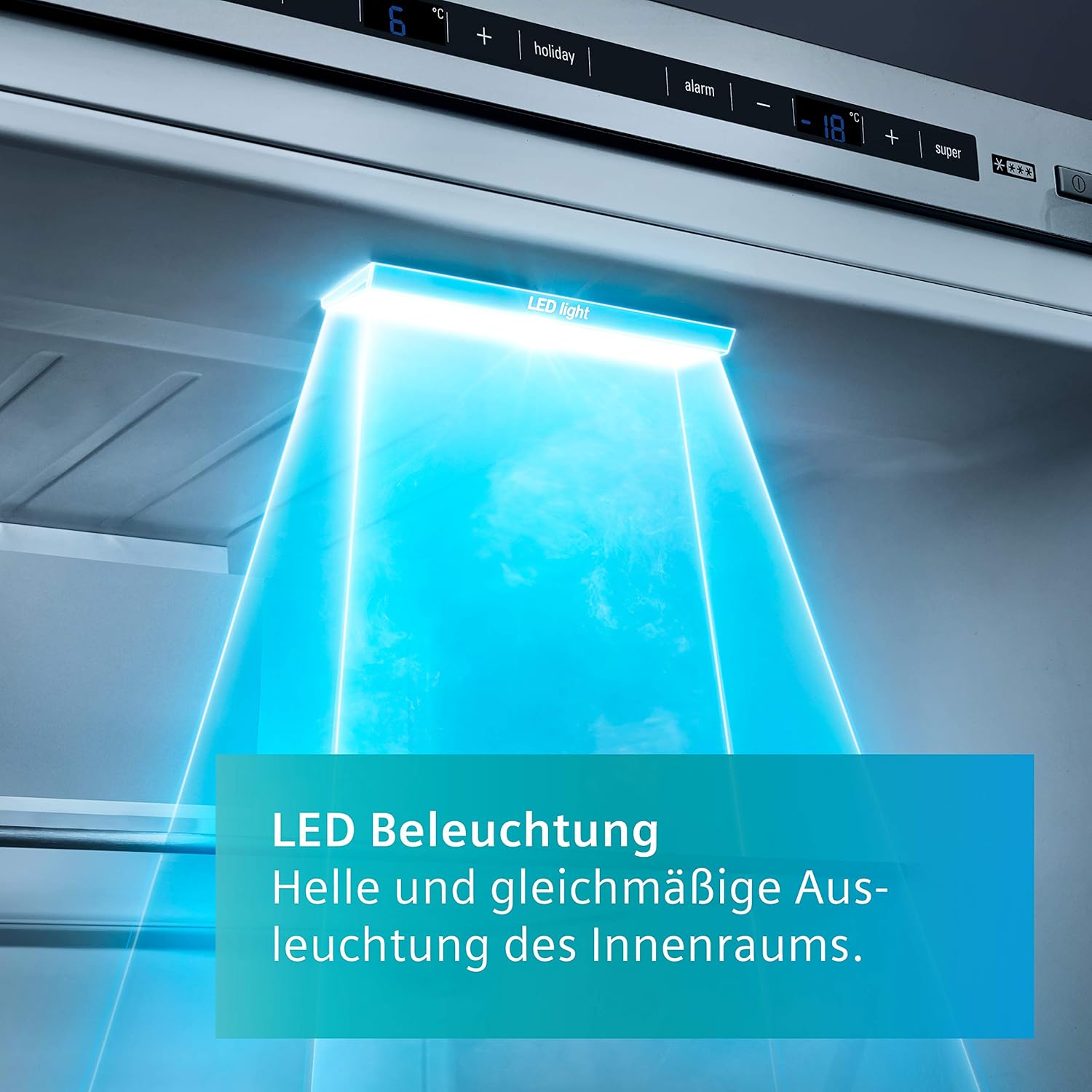 SIEMENS KG39EAICA iQ500 Kühl-Gefrier-Kombination, 201 x 60 cm, 249 L Kühlen + 94 L Gefrieren, LowFrost seltener abtauen, LED-Beleuchtung gleichmige Ausleuchtung, BigBox Platz für groes Gefriergut