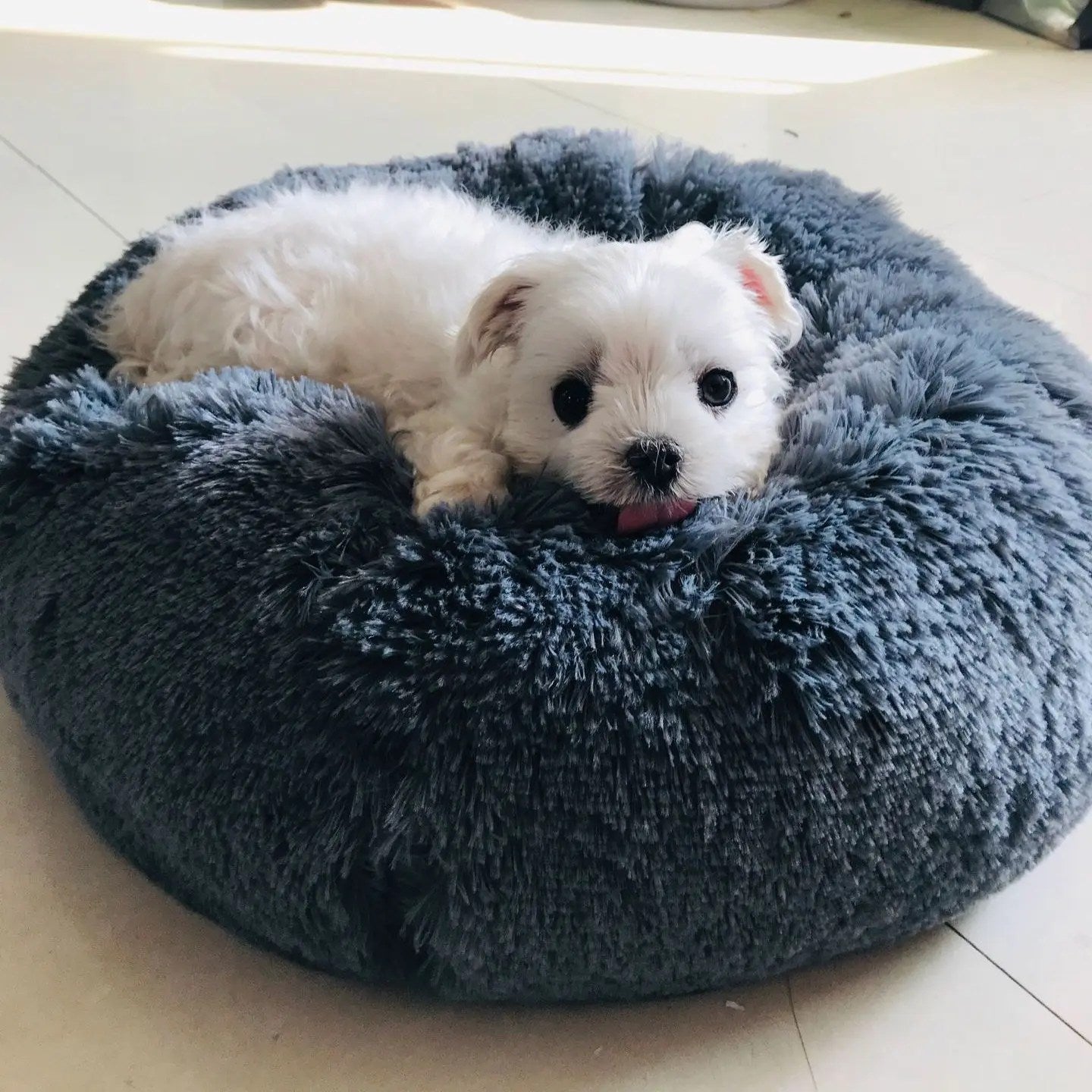 CuddlioTM Pet Bed &ndash; Plush Faux Fur Round Bed for Dogs & Cats, Anxiety Reducing, Machine Washable, Anti Slip, Water Resistant, Multiple Colors
