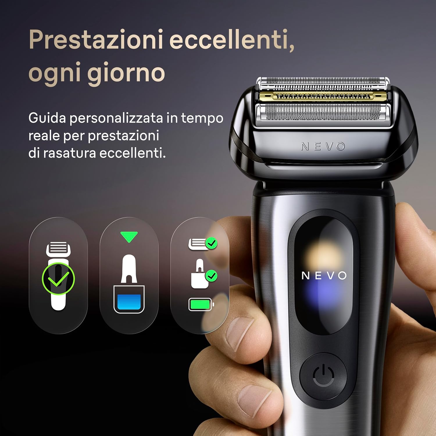 Braun NEVO Rasoio Elettrico Barba, Custodia Da Viaggio, NEVO11005C, Argento