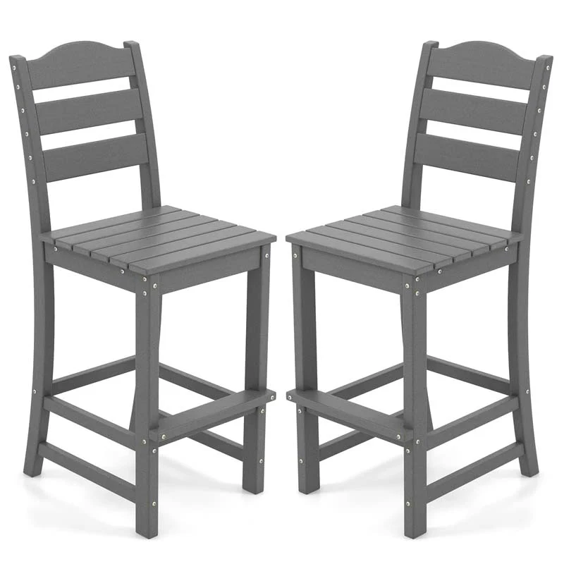 Outdoor Hdpe Bar Stool Patio Tall Bar Chair With Backrest And Footrest 30 Inches Counter Height Barstools For Garden Backyard - Comfortable And Ergonomic Design
