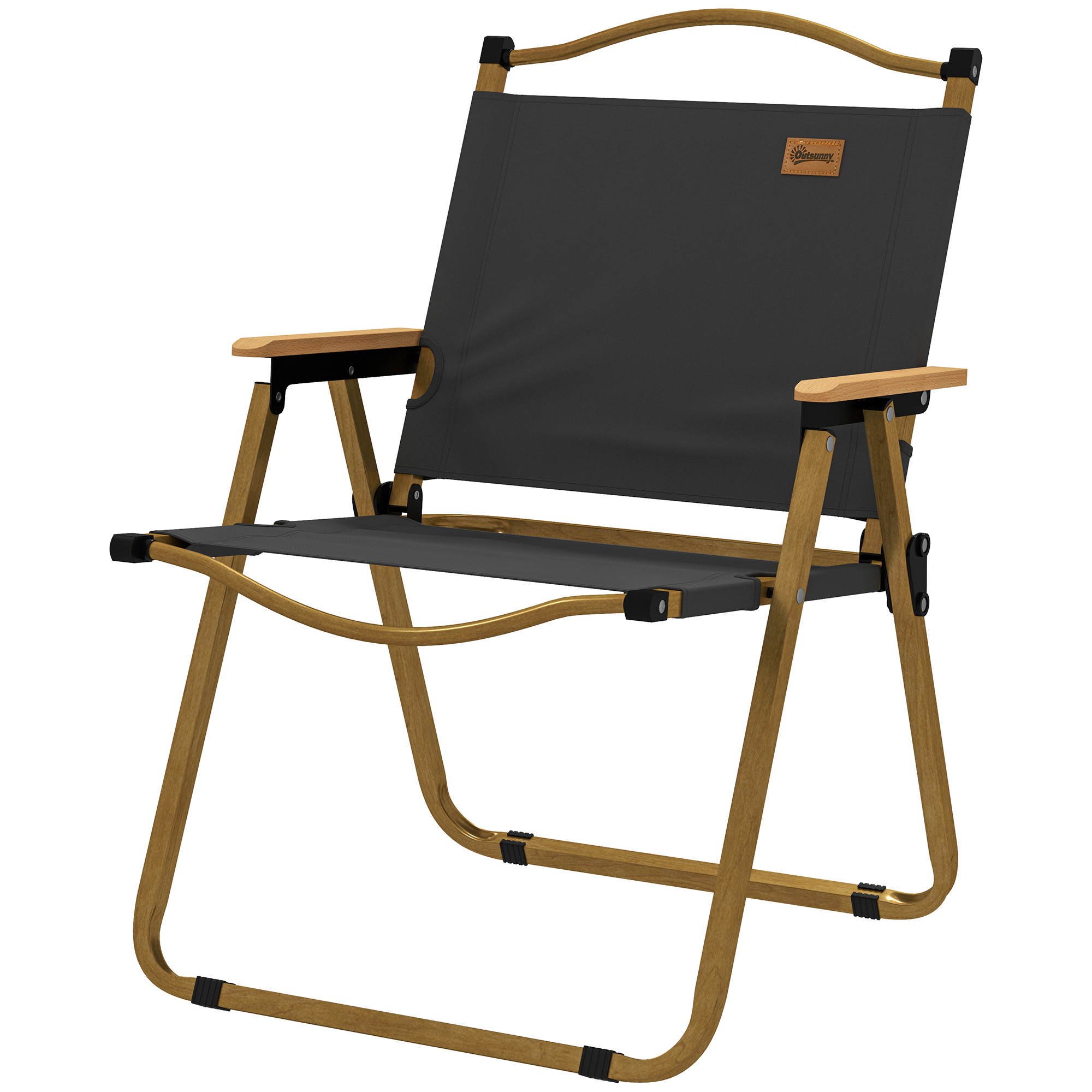 Outsunny Campingstuhl faltbarer Angelsessel mit Armlehnen Oxford-Gewebe und Stahlkonstruktion 54 x 59 x 78 cm dunkelgrau