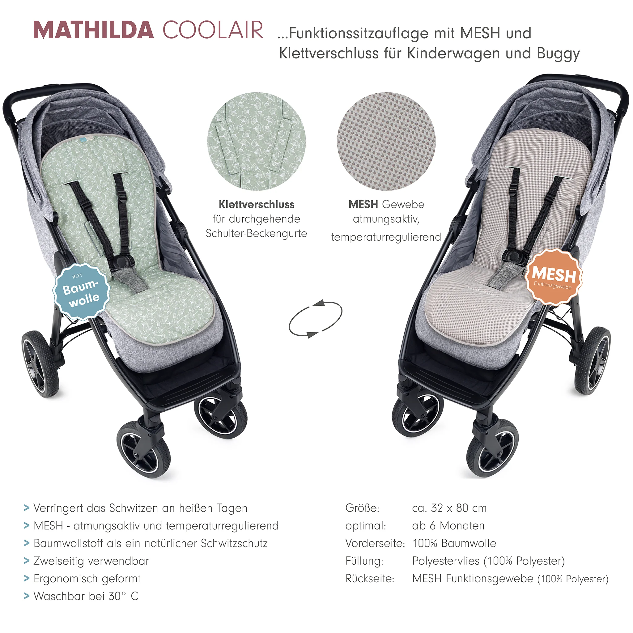 MATHILDA COOLAIR die Sitzauflage mit Klett
