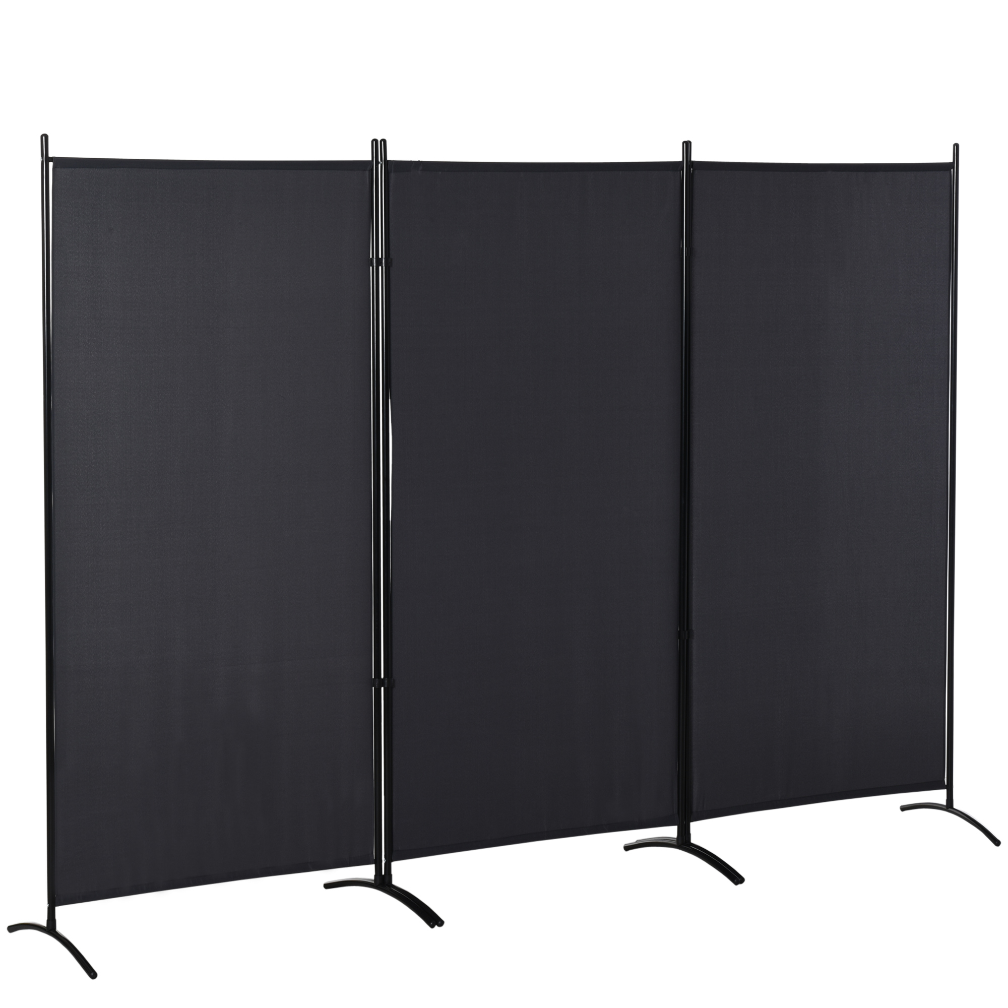 HOMCOM Paravent 3 Paneele Abm. 2,53L x 0,5B x 1,82H m Seitenstore Sichtschutzzaun auf Fuß Raumteiler Metall Polyester