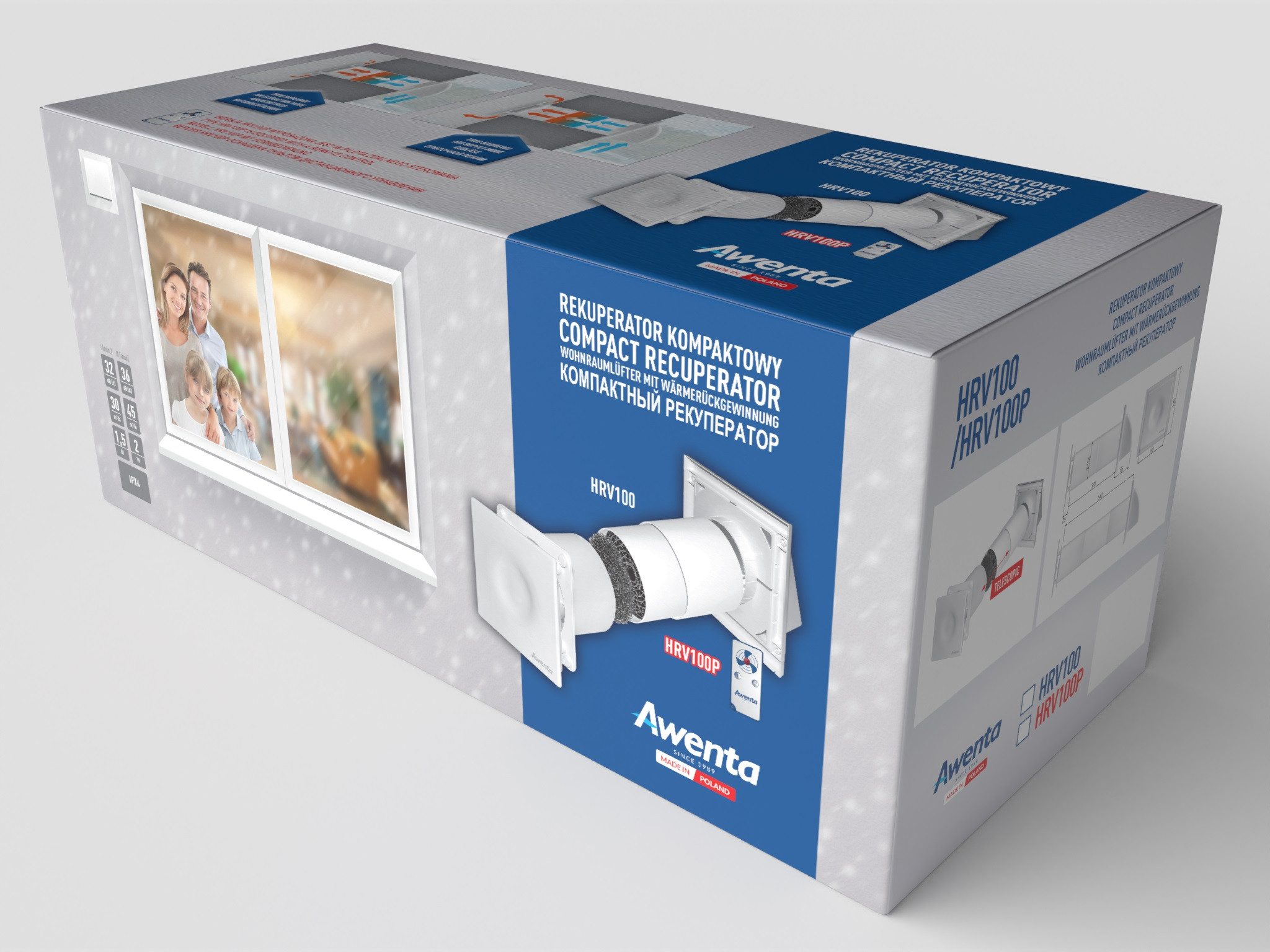 Ventilatorkombigerät Lüftungsanlage HRV100P mit Fernbedienung