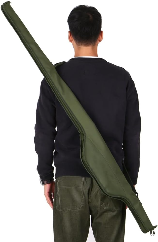 Angelruten-Tasche, 55 Zoll, zusammenklappbar, für Karpfen, tragbare Tasche, Angelruten-Gerät, Schutzhülle, Aufbewahrungstaschen (grün, 135 cm)