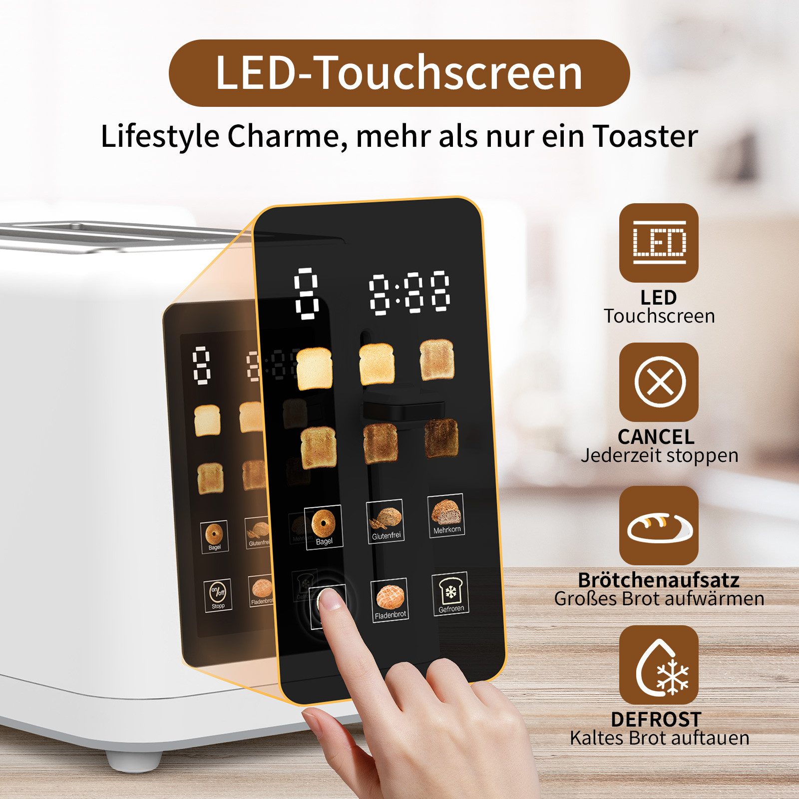 Toaster toastlab MAX - white Touch LED Display