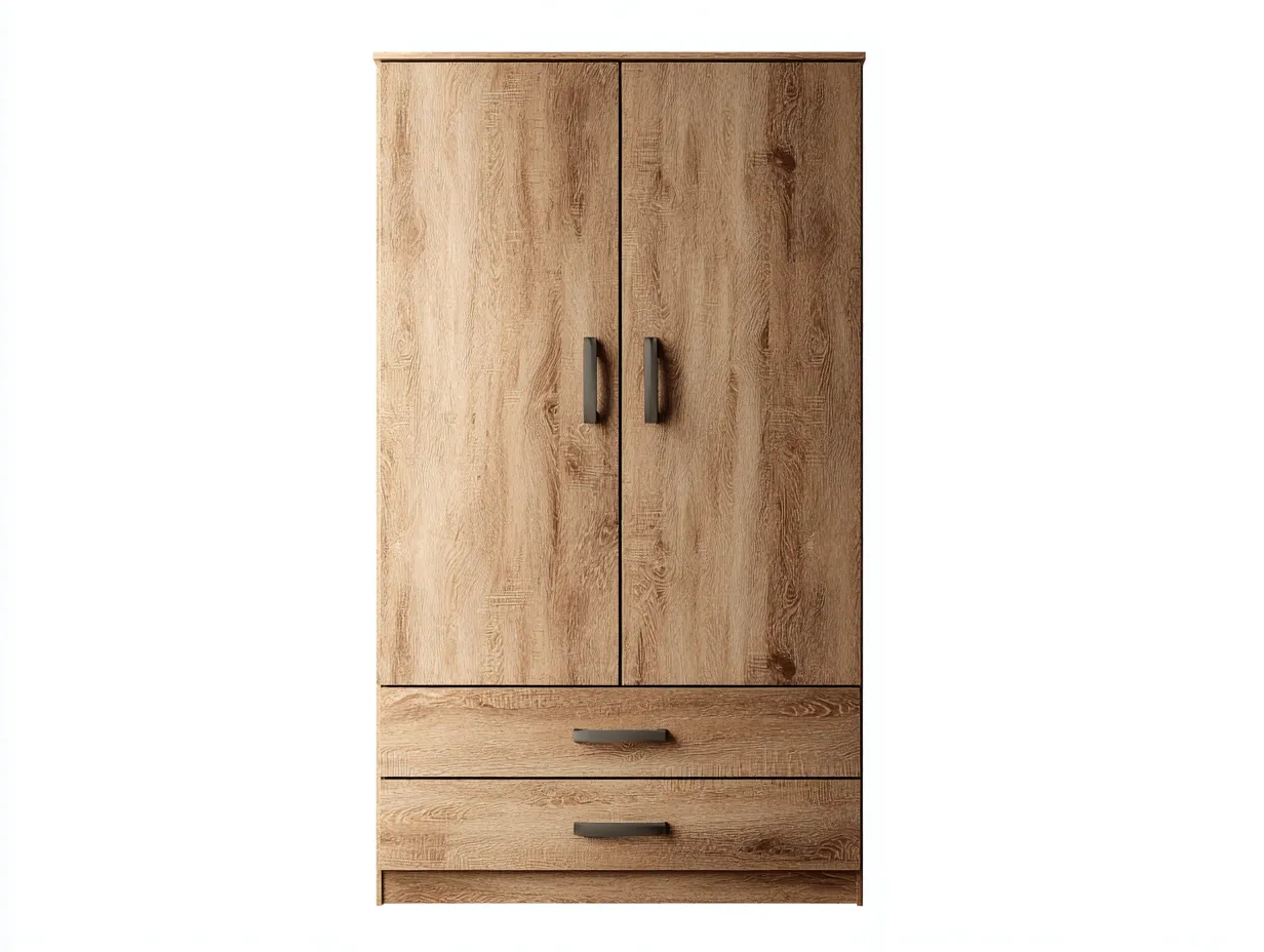 Kleiderschrank-Holz-Metall-98 x 58 x 198 cm-Natur-Moderner Stil