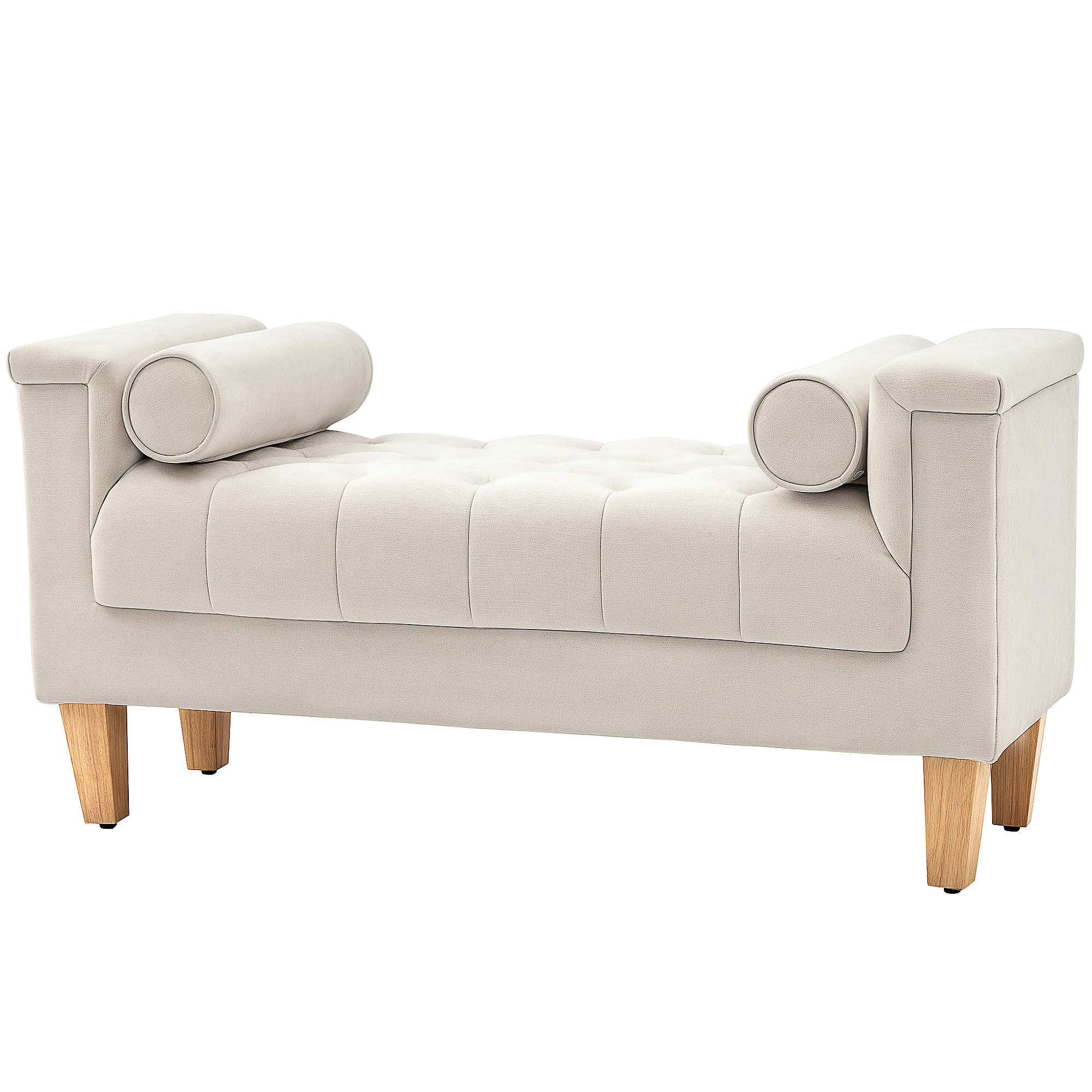HOMCOM Polsterbank, Vintage-Design, 2 Kissen, Chenillebezug, 115 x 44 x 58 cm, Beige