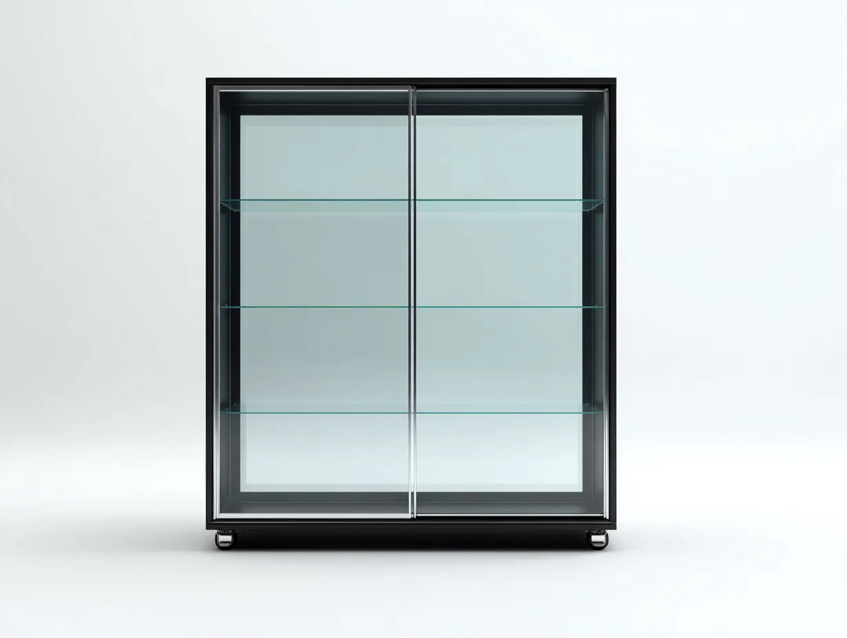 Vitrine-Metall-Glas-88 x 40 x 92 cm-Schwarz-Moderner Stil