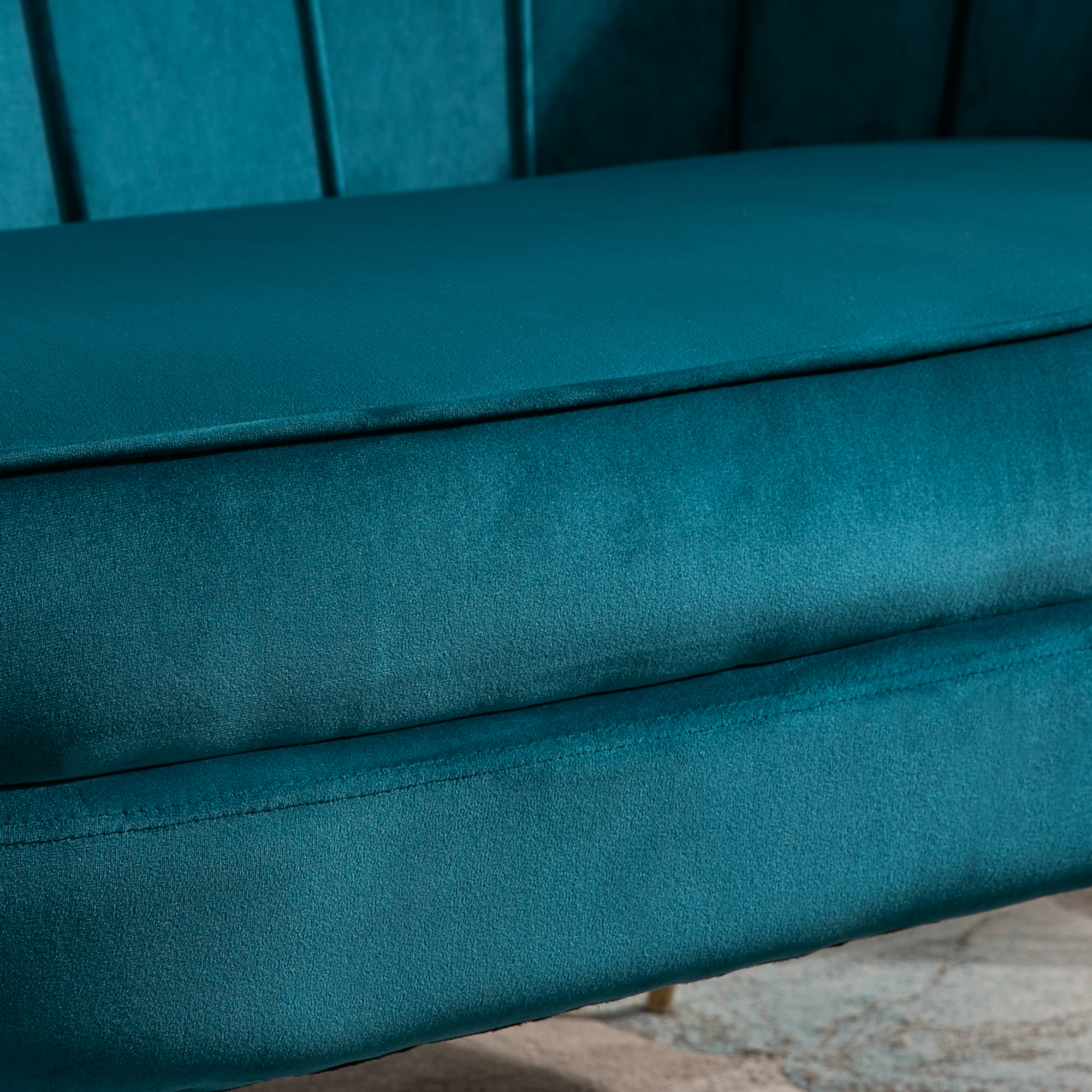 Tweezitsbank, Sofa, Gepolsterde Bank, Samtlook, Dubbelzitbank, tot 150 kg belastbaar, 130 x 77 x 77 cm, Donkergroen