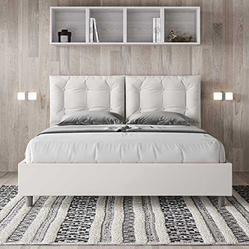 ITYHOME Letto Annalisa 160x210 con rete bianco : Casa e cucina