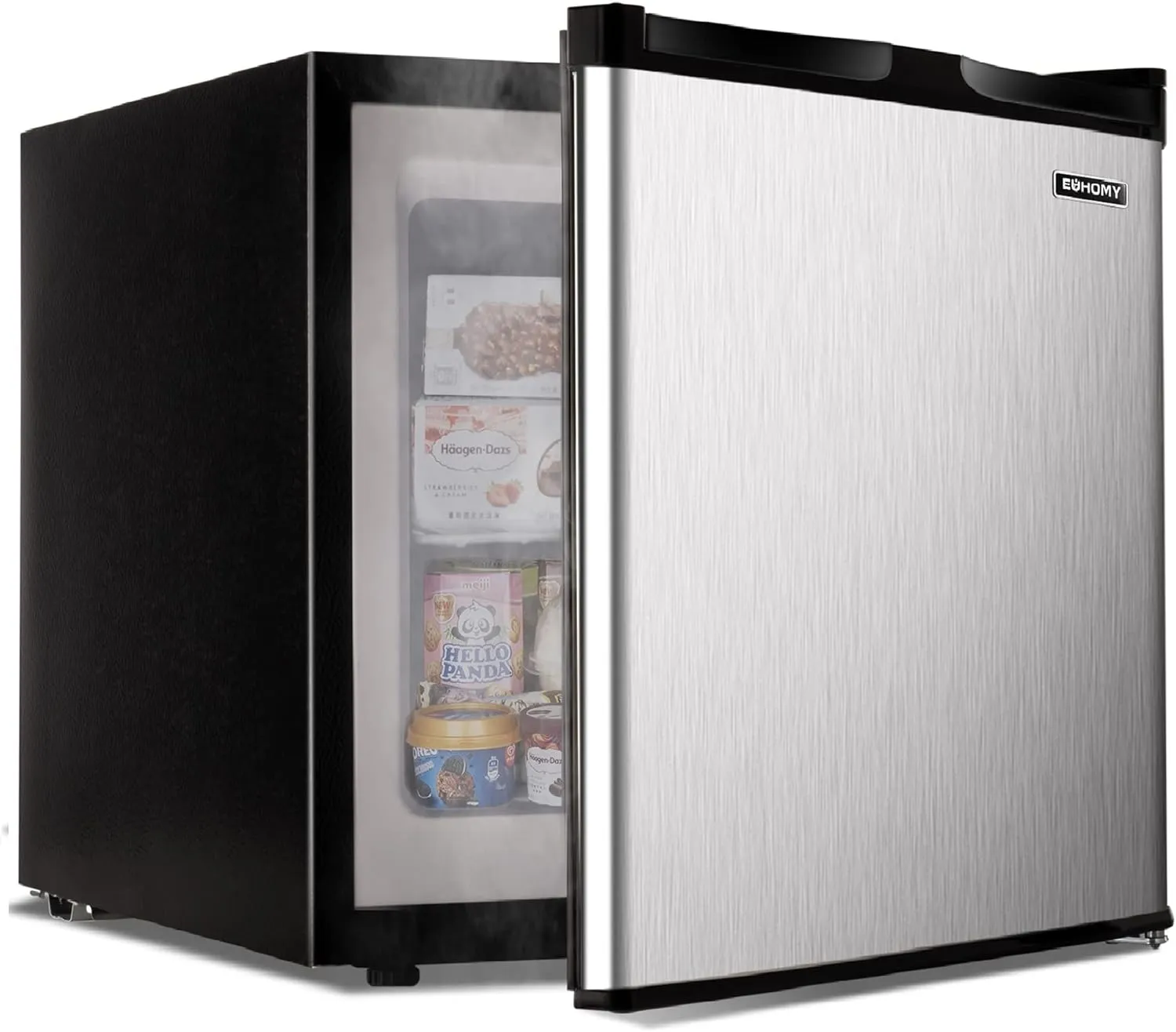 Mini Refrigerator countertop, 1.1 cubic feet, Single door compact Upright Refrigerator, reversible stainless steel door, (silver)