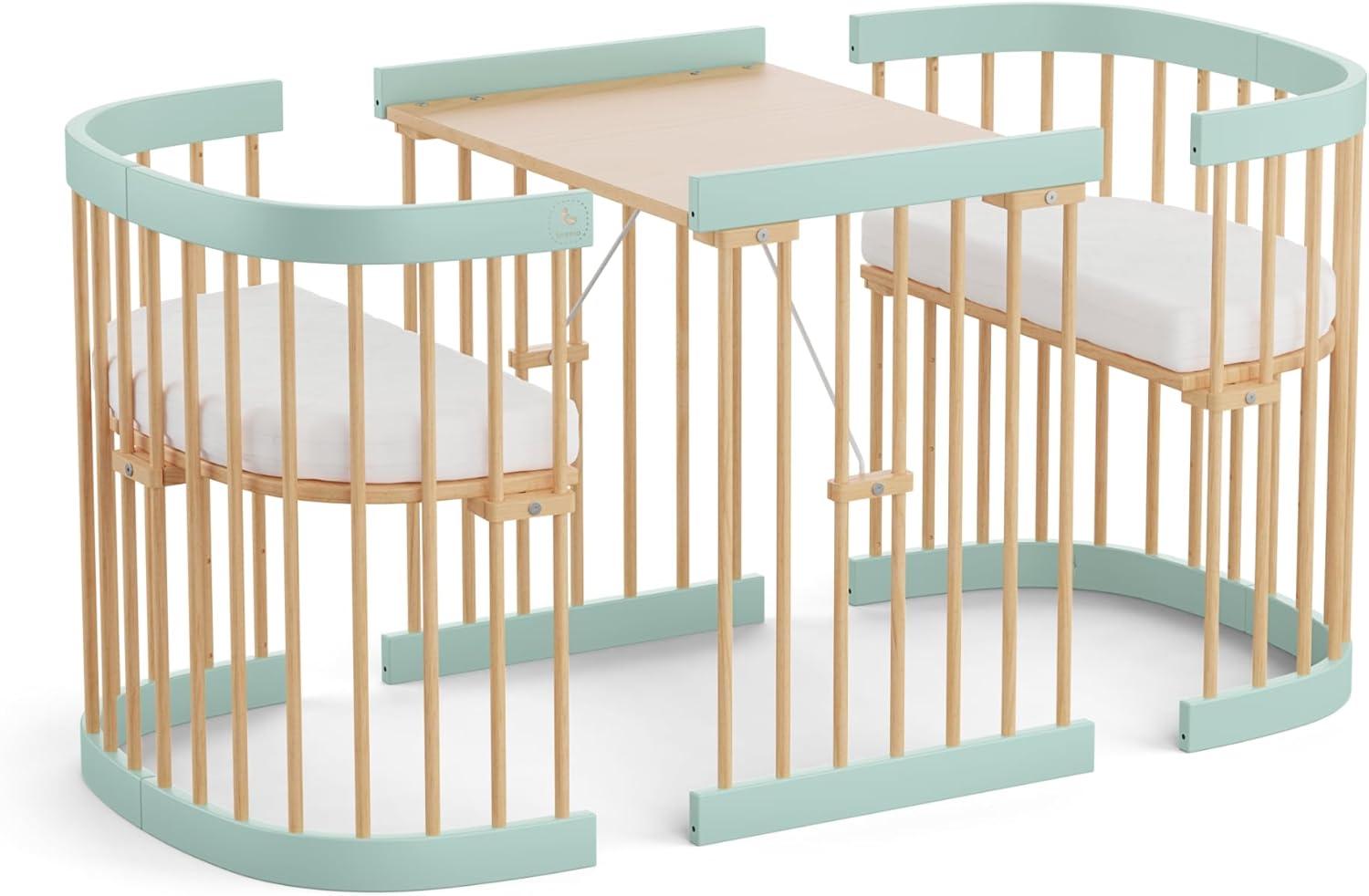 tweeto® Babybett 7 in 1 – mitwachsendes Babybett aus Holz | höhenverstellbares Beistellbett & Gitterbett | umbaubar zu Kinderbett & Laufstall (Buche Natur)