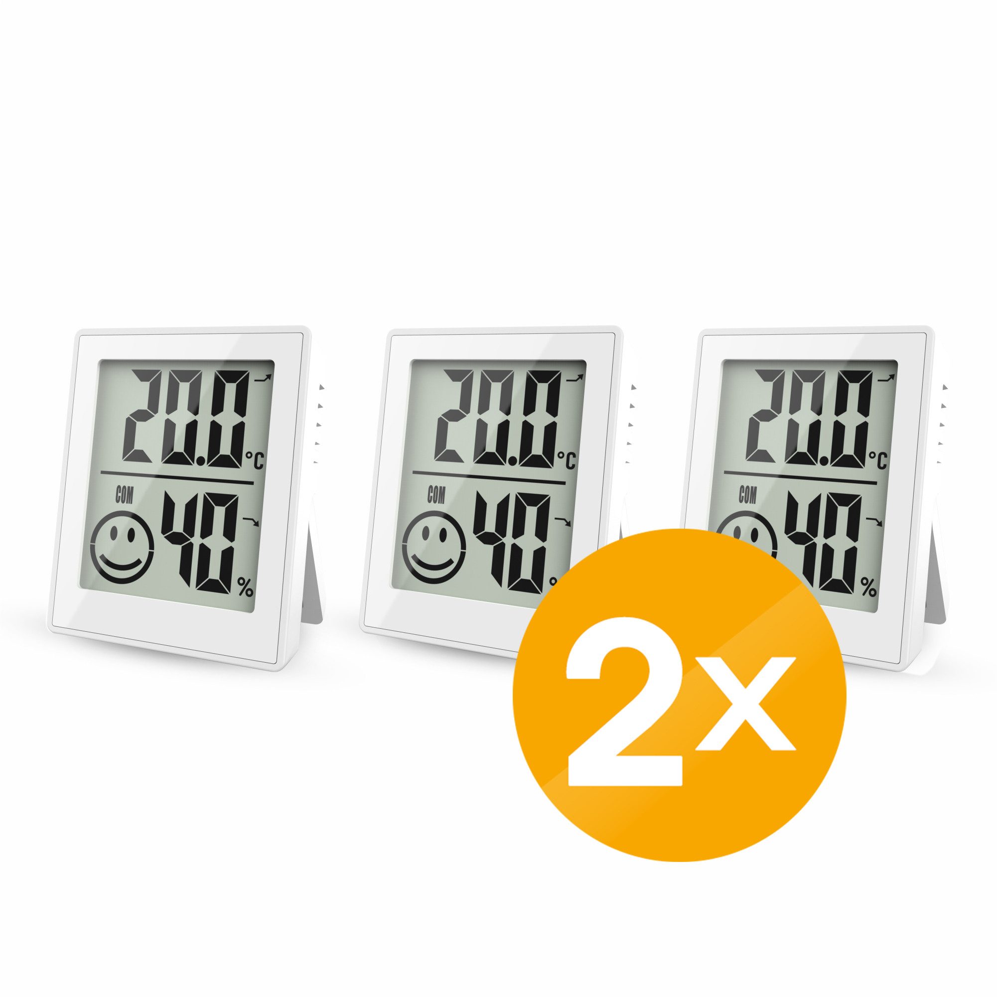 Klimamesser 2x Thermo-/Hygrometer 3er Set mit Smiley-Anzeige