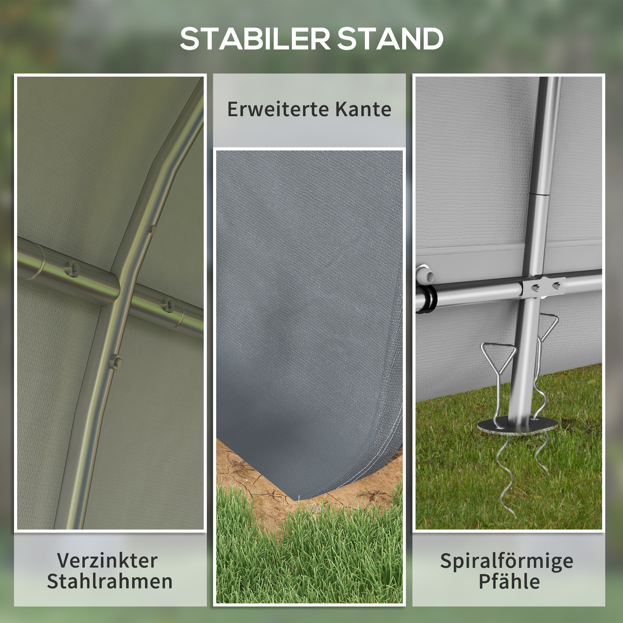 Outsunny Opslagtent met stevig stalen frame, grote deuren, 3x3m, Grijs