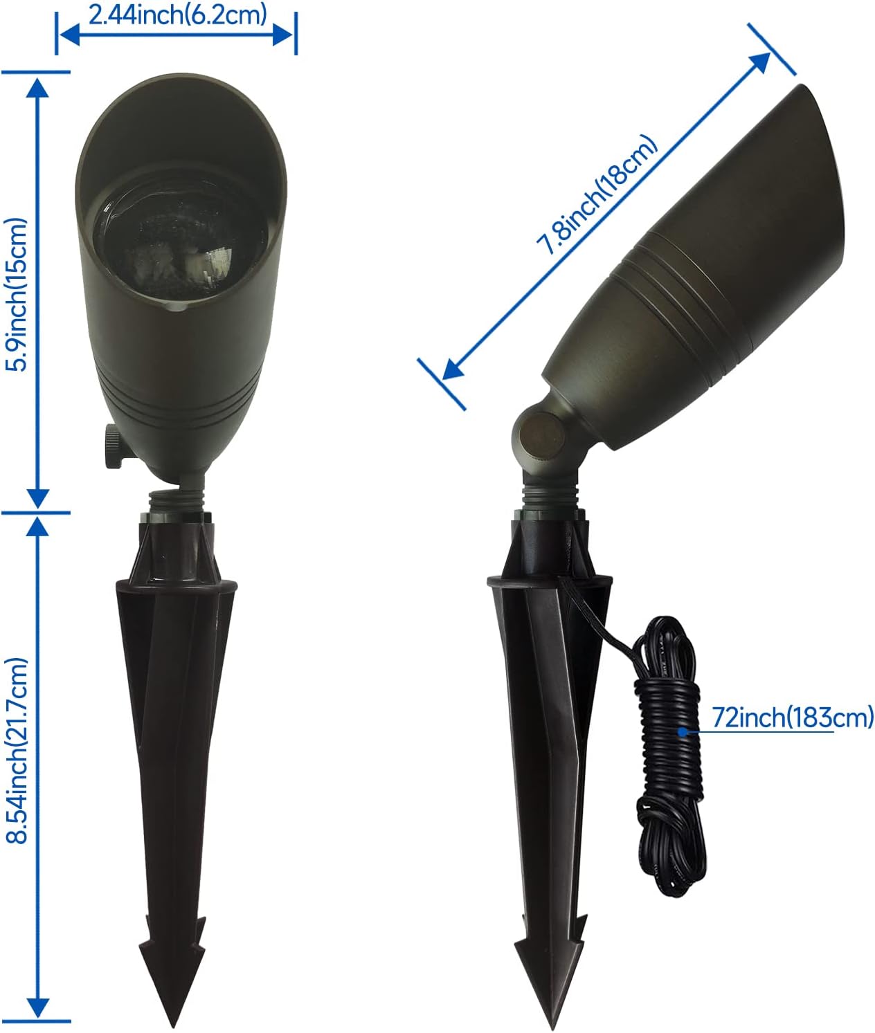 Gardencoin Außen-Landschaftsstrahler aus massivem Messing, 12 V, robuste Niederspannungs-LED-Landschaftslichter, wasserdicht, für Gartenbeleuchtung, Bronze-Akzent-Beleuchtung ohne Glühbirne (klassisch