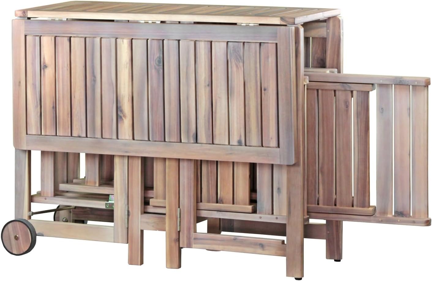 Brigros Estosa Wooden Garden Table Set Table + Chairs Set Acacia Wood Easy Close for Transportation and Use in Gardening Camping (Acacia, Lux 4 Chairs)
