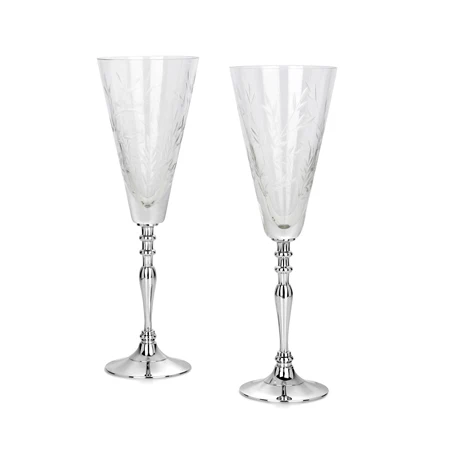 Newbridge Silverware Ornate Cut Glass Champagne Flutes