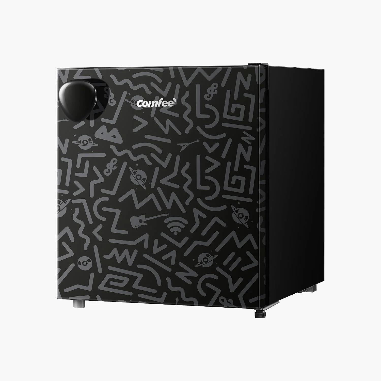 Comfee 43L Mini Kühlschrank mit Chiller Box (0-10°C), 42dB, Abnehmbarer Griff, Freistehend, Schwarz
