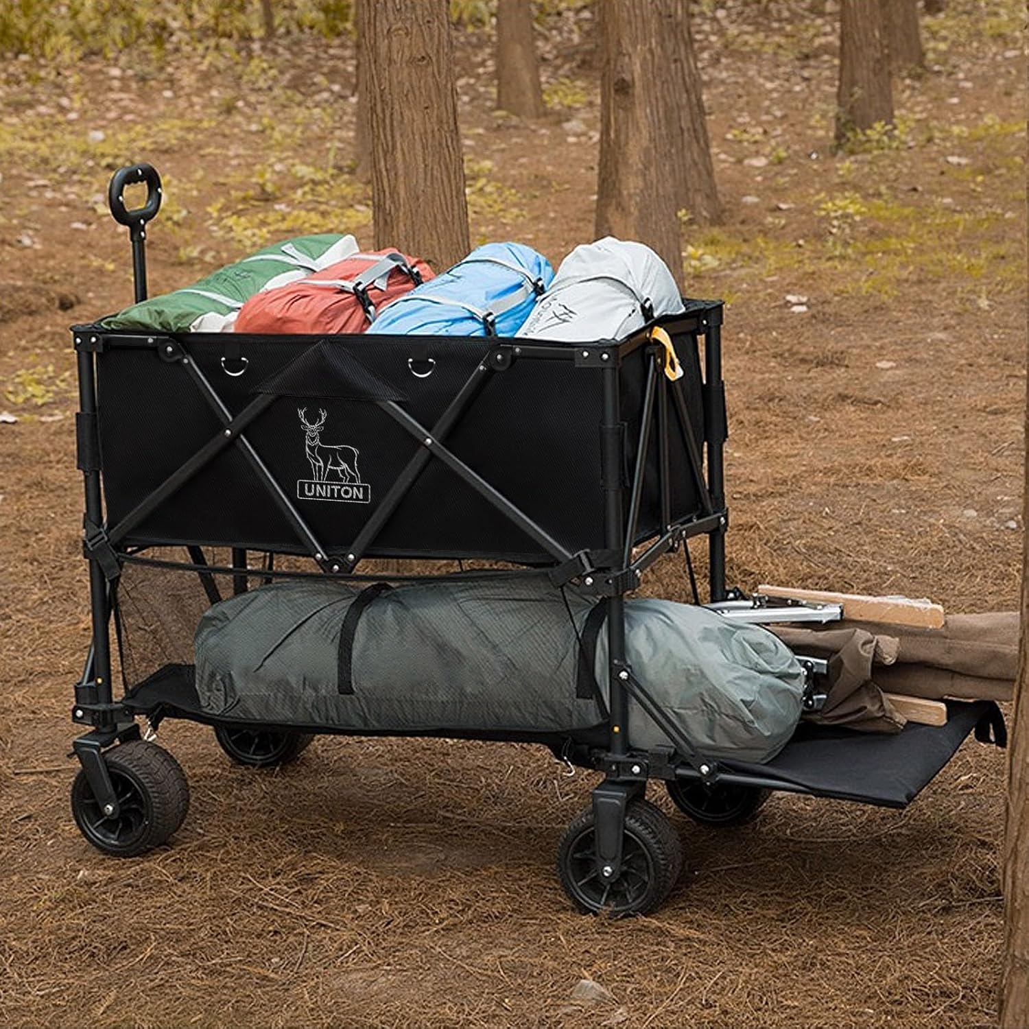 Double Decker Folding Wagon 600lb Capacity with Big Wheels