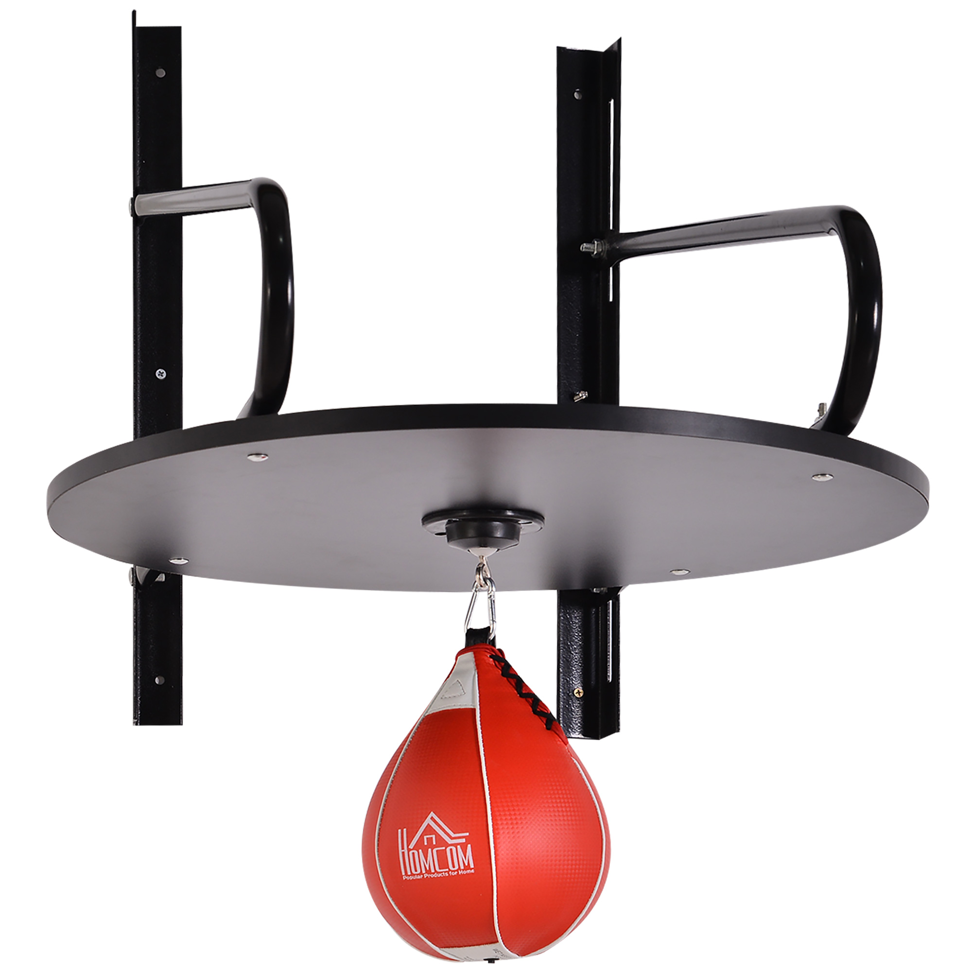 HOMCOM Punching Ball Speedball Boxen mit drehbarer Plattform + Luftpumpe Höhenverstellbar Stahl synthetische Beschichtung Rot Schwarz