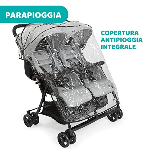 Chicco OHlalà Twin Passeggino Gemellare Doppio da 0 Mesi a 15 kg, Passeggino Leggero Reclinabile e Pieghevole, Poggiagambe Regolabili, Parapioggia e Capottina Estendibile Silver Cat, Grigio : Amazon.it: Prima infanzia