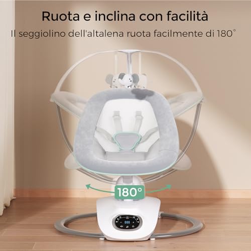 Momcozy CocoSway Altalena Elettrica per Neonati e Bambini, Movimento 3D con 6 Modalità e 4 Velocità, Telecomando, 8 Ninne Nanne Preimpostate, Fino a 9 kg : Amazon.it: Prima infanzia