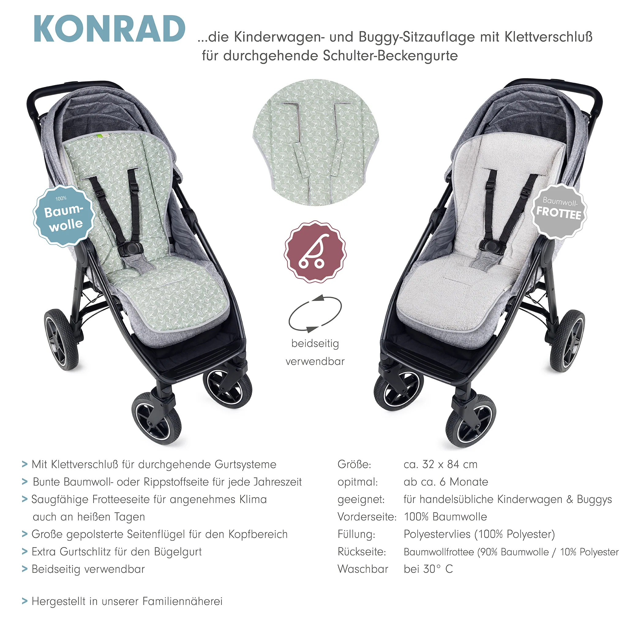 KONRAD die gro?e Buggysitzauflage mit Klett