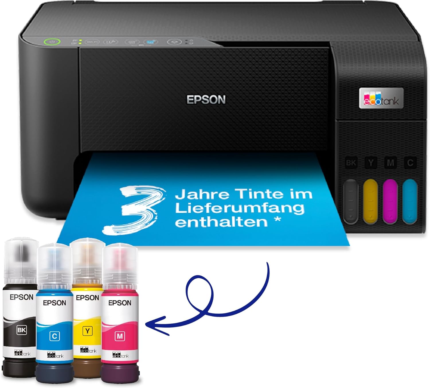 Epson EcoTank ET-2870 A4-Multifunktions-Wi-Fi-Tintentankdrucker, mit einem im Lieferumfang enthaltenen Vorrat an Tinten bis zu 3 Jahren