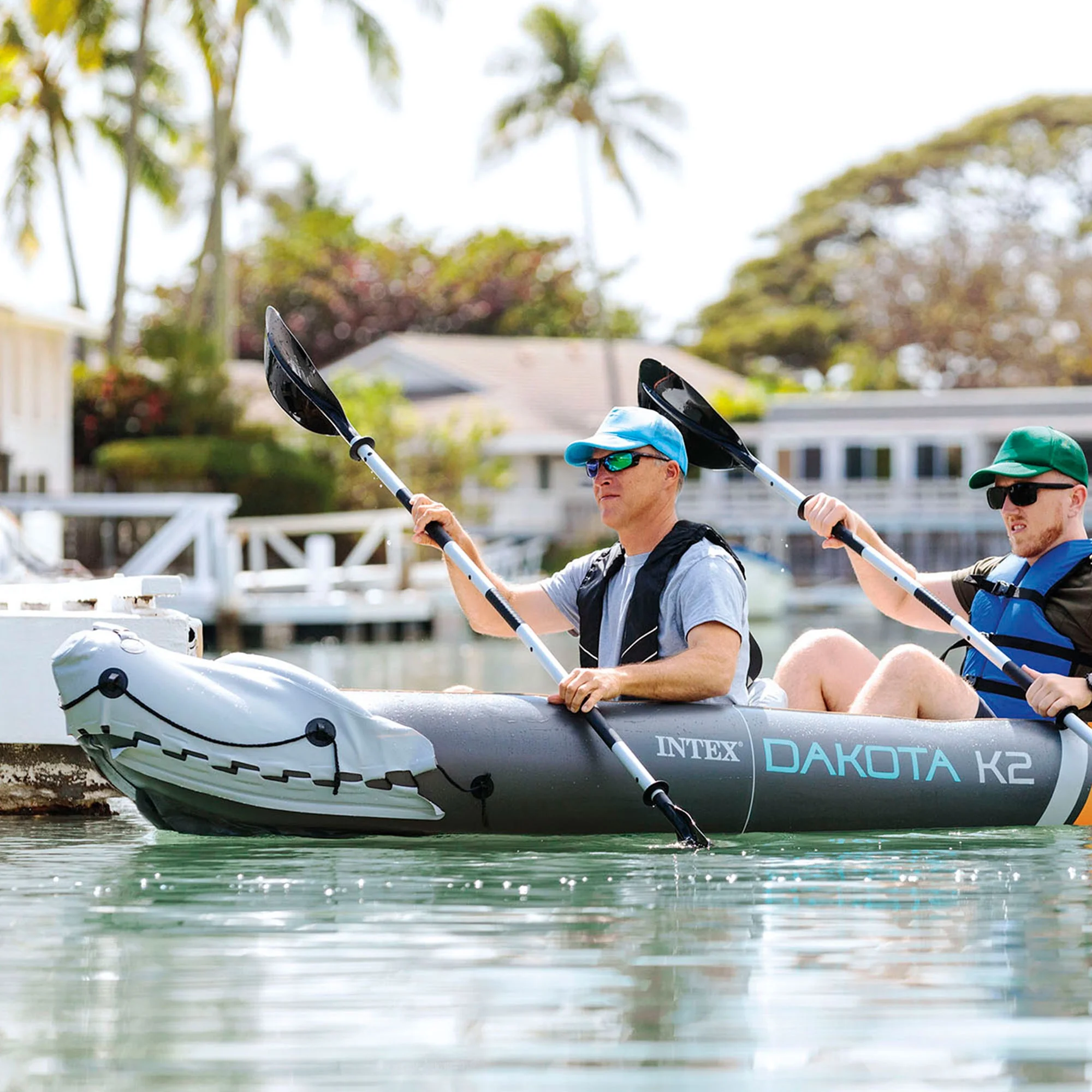 2025 Intex Dakota K2 Kayak inflable de vinilo para 2 personas, con remos y bomba – Caja abierta