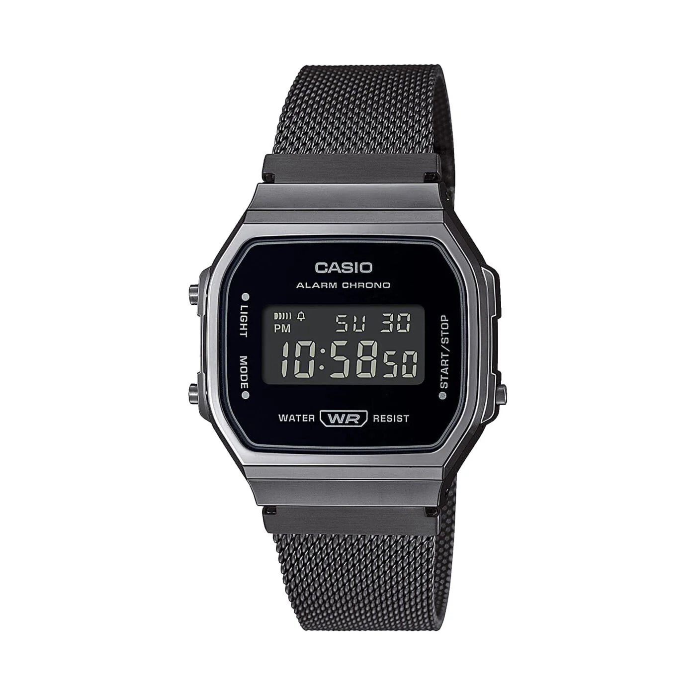 Casio vintage A168WEMB-1BEF bracciale mesh nero