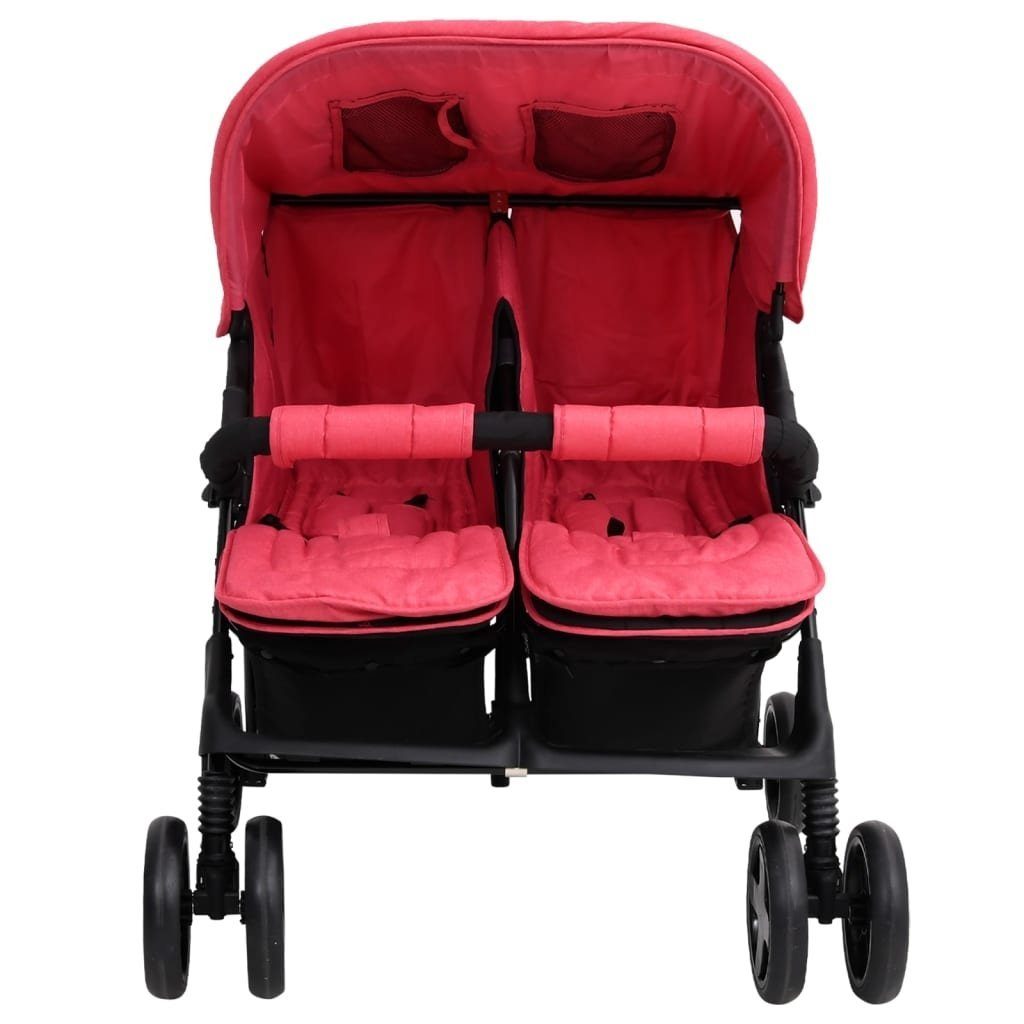 Kinder-Buggy aus Stahl, Leinen in Rot