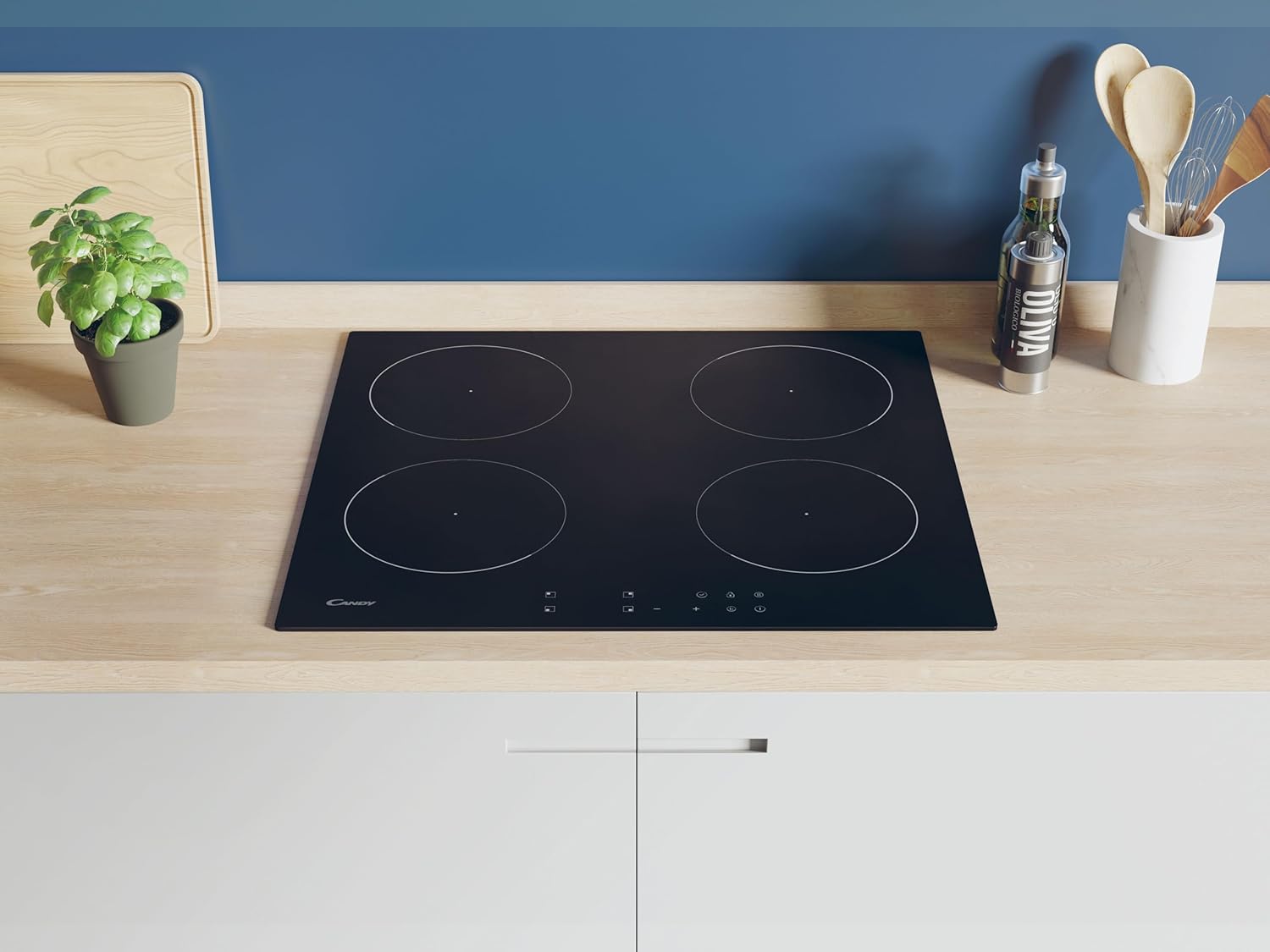 Candy Moderna CETPS64MCWIFITT Piano Cottura a Induzione, 4 Fuochi, Comandi Touch, Connesso, Vetroceramica, 59x52x6 cm, Nero