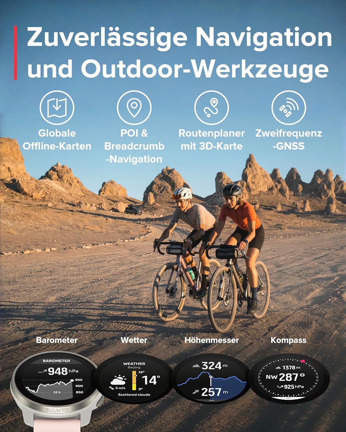 SUUNTO Race S Laufuhr mit AMOLED Touchscreen, Zweifrequenz GPS Sportuhr, Krone & Tastenbedienung, HRV & Schlafverfolgung, KI-basierter Trainingsplan, Kostenlose Offline-Karten, 50m Wasserdicht